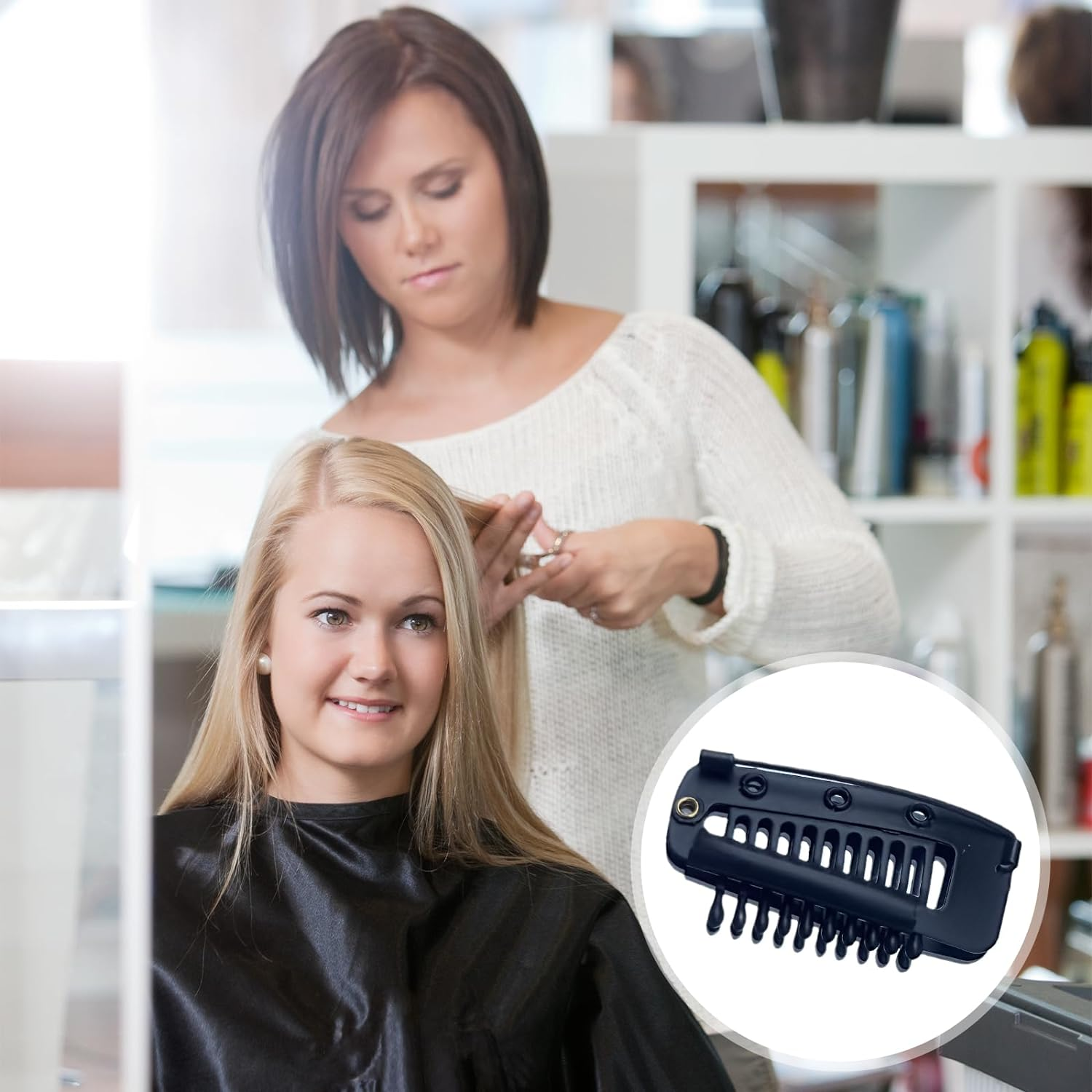 10 PCS Wig Clips Snap Clips,3.7 Cm round Head Stainless Steel Clip, Secure (Black)