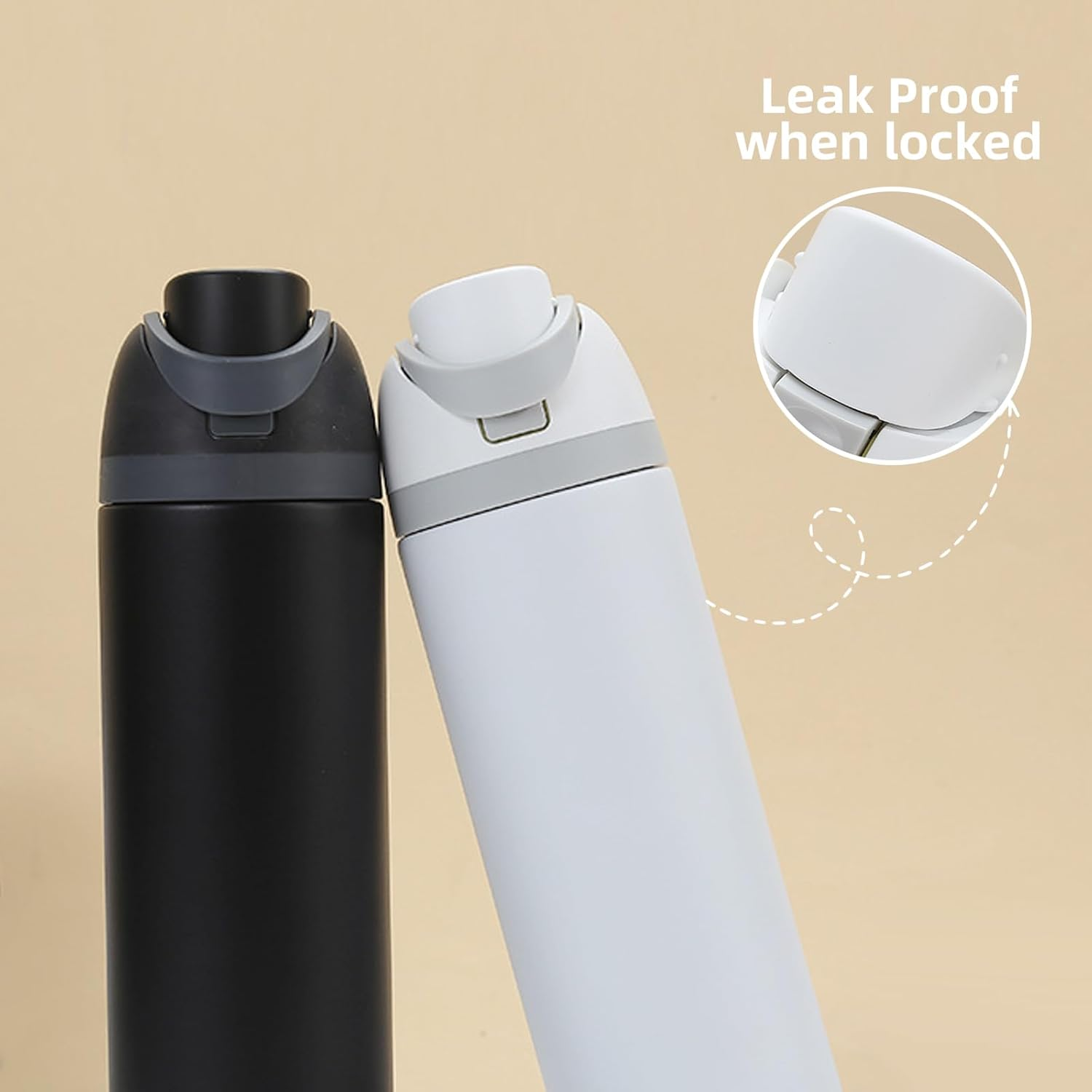 Insulated Stainless Steel Water Bottle with Straw for Sports, Travel, and School Bpa-Free Sports Water Bottle (White, 32Oz) image number 6