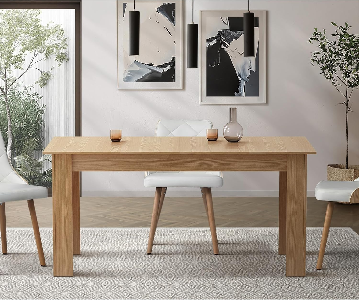 Oikiture 200Cm Dining Table Extendable Kitchen Table for Home and Cafe Natural Wood image number 6