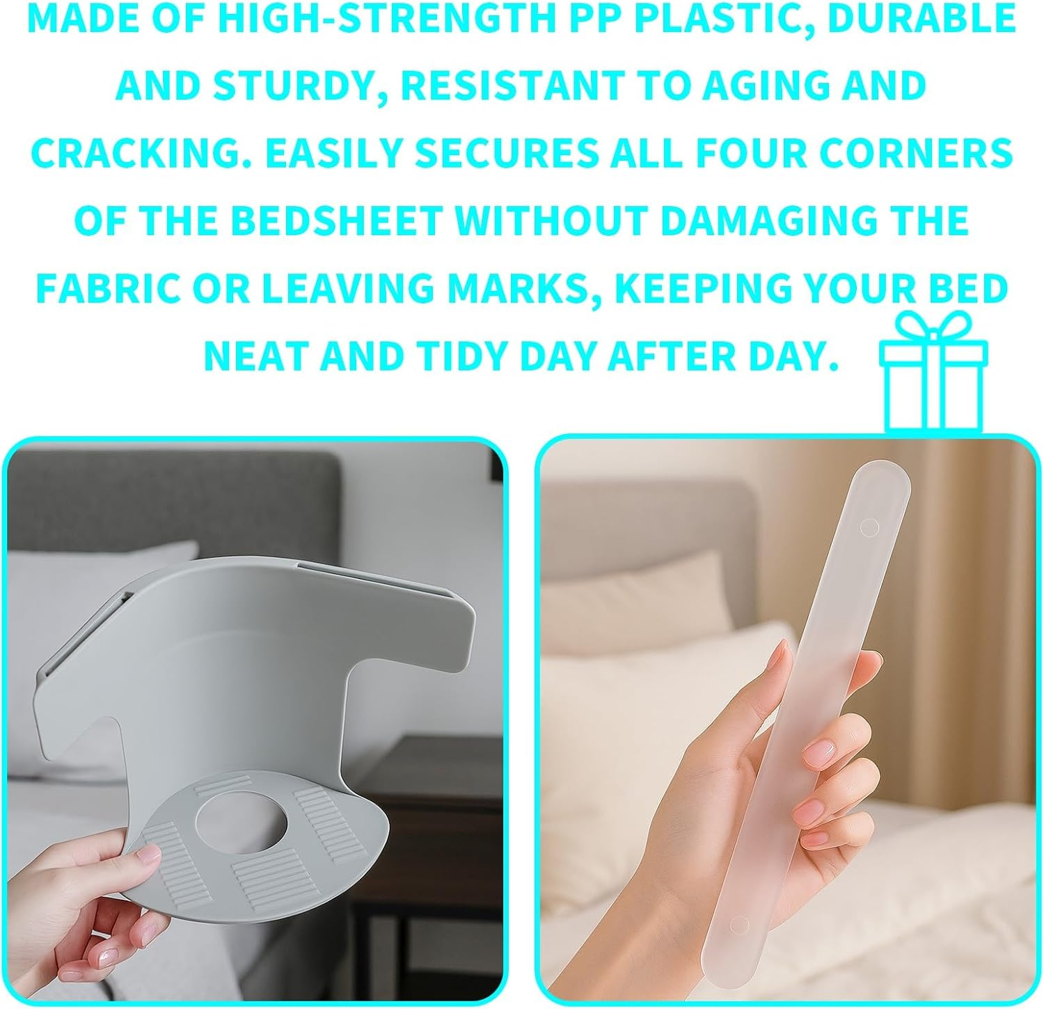 4PCS Bed Sheet Holder Straps with Lock Clips, Heavy Duty Corner Sheet Fasteners for Fitted Sheets, Secure Mattress Protectors and Bedding, Non-Slip Sheet Grippers for All Mattress Sizes (Gray) image number 5