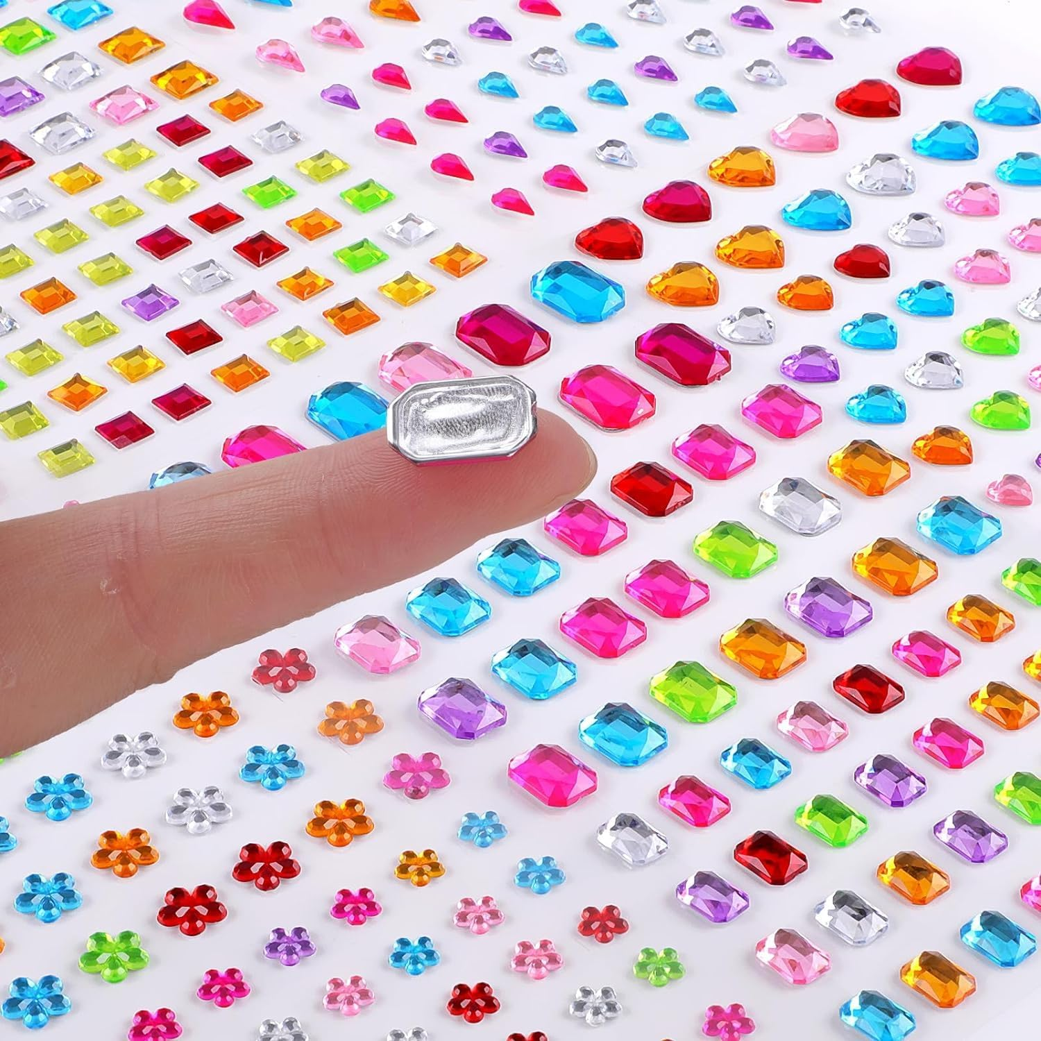 6 Sheets of Rhinestone Stickers, Self-Adhesive Rhinestones with Tweezers, Various Sizes, Self-Adhesive Rhinestones, for DIY (Pack of 528) image number 2