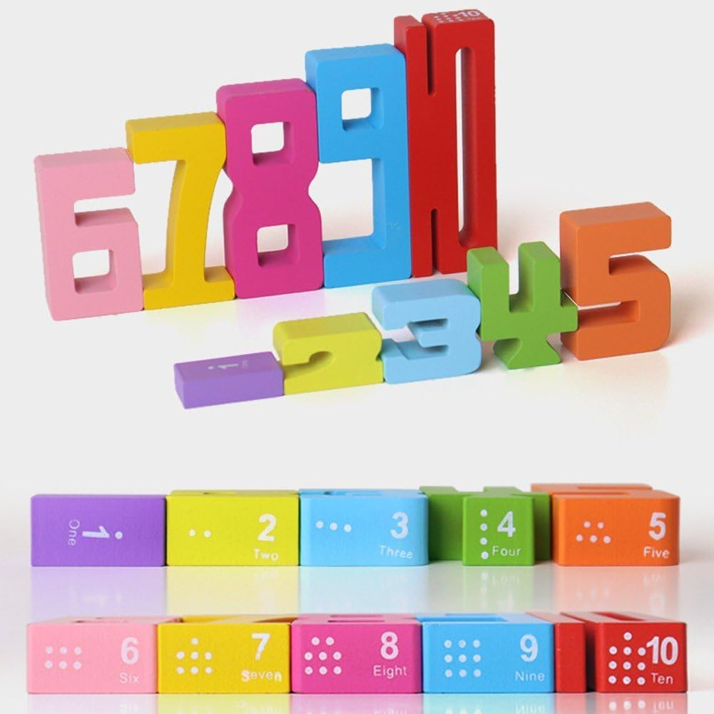 Number Wooden Building Blocks Set 3D Digital Puzzle Baby Blocks Toys for Boys & Girls Montessori Stacking Toy Number Puzzle Blocks image number 1