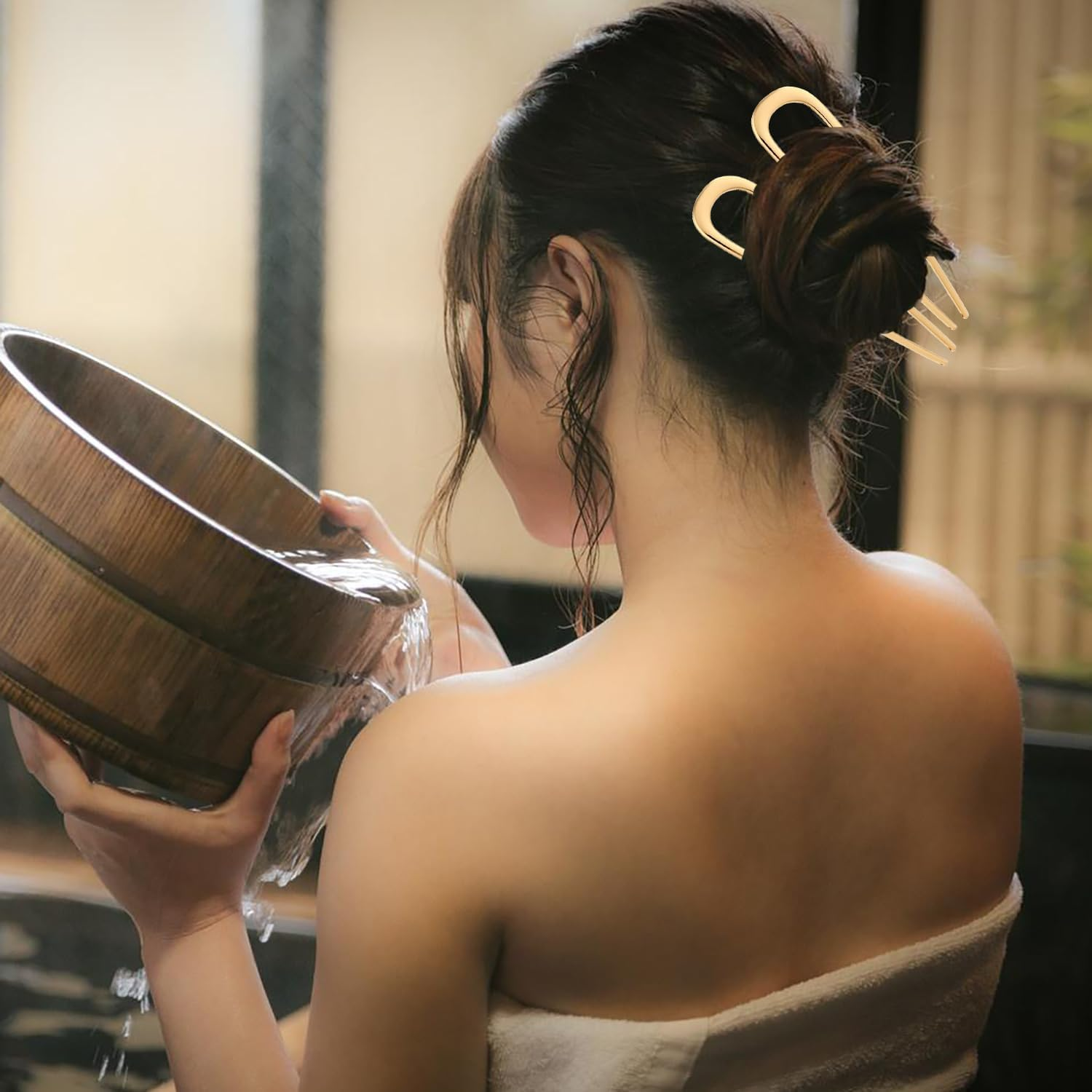 Icovalescent Pack of 3 French Hair Pin, French Twist Hair Pin, U Shaped Hair Pins Hair Sticks Hair Forks for All Hair Types of Women and Girls Styling Hair Accessories (Gold, Black and Silver) image number 6