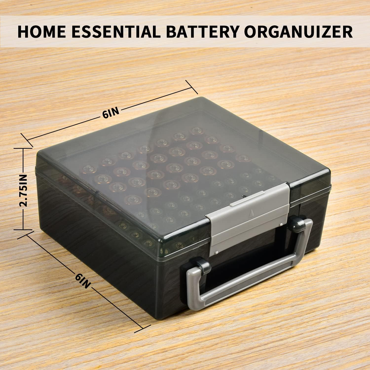 FULLCASE Battery Storage Organizer Holder Holds 72 AA AAA Batteries, Box Cases Garage Container, Home Drawer Organization Dispenser (Case Only) (White) (Gray) image number 6