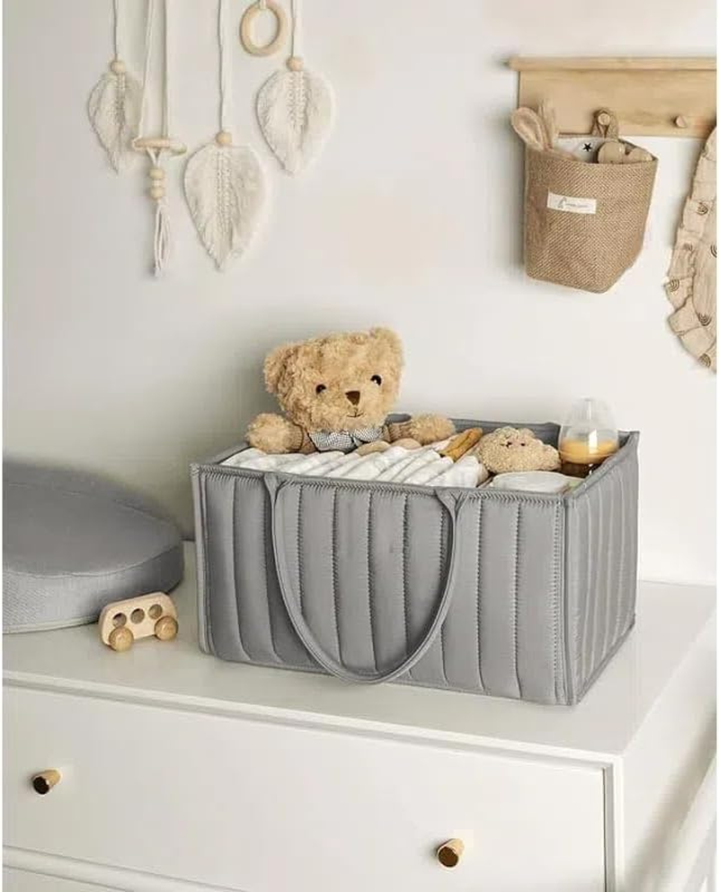 Baby Diaper Caddy Organizer, Stylish Nursery Storage Basket Gift Registry for Newborn and Must-Have Essentials (Grey) image number 4