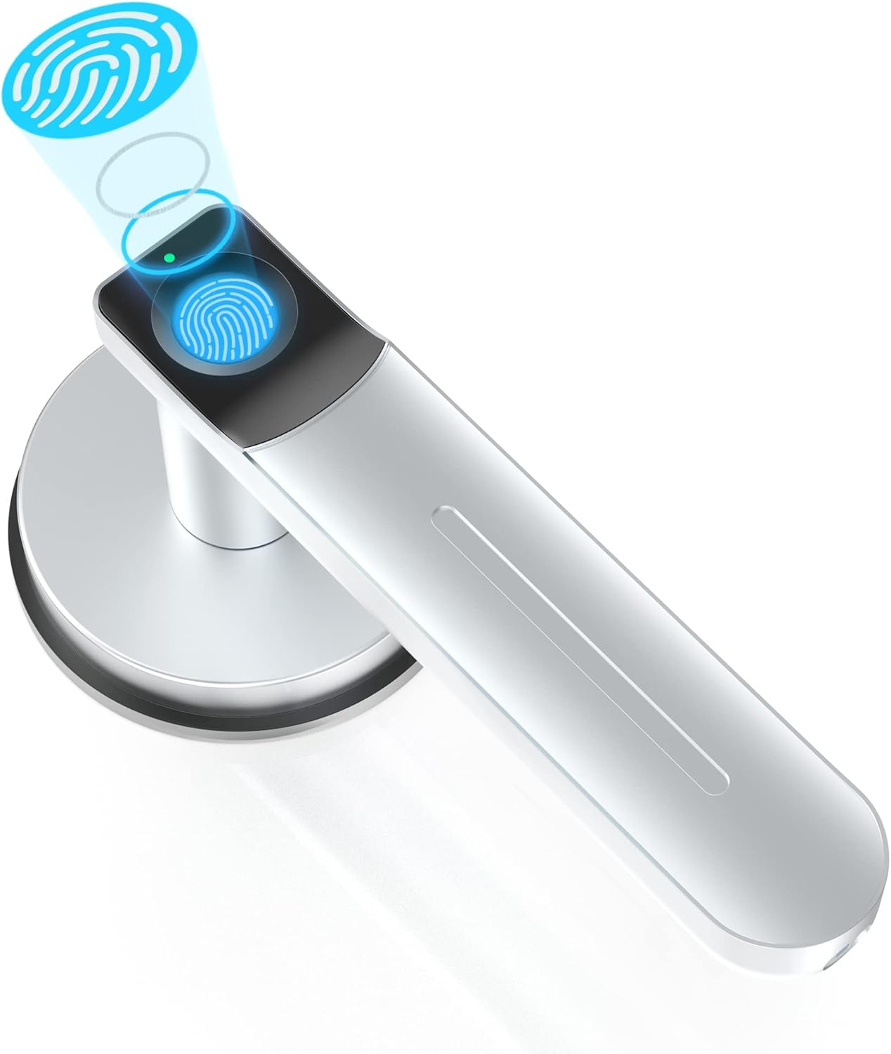 Foxgard Smart Fingerprint Door Lock, Biometric Door Lock, Electronic Door Knob with Keypad,Smart Door Knob with 100 Fingerprints, 50 Codes for Home,Bedroom, Office(Round)