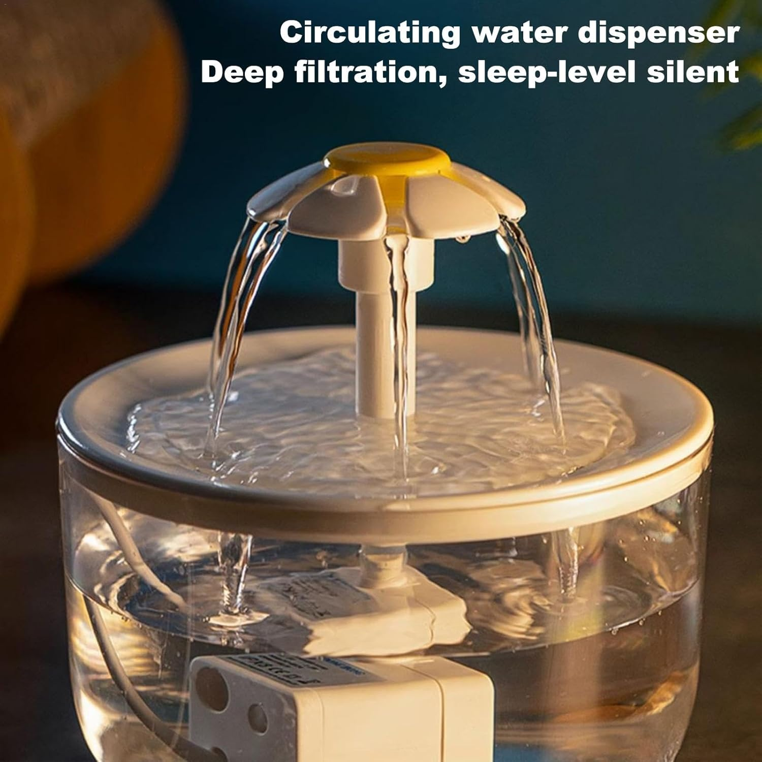 15X15X16Cm Pet Fountain Water Bowl, White USB Pet Fountain, 1L Silent Cat Water Fountain for Drinking, Electric Flower Style Water Dispenser, Cat Water Fountain with Filter