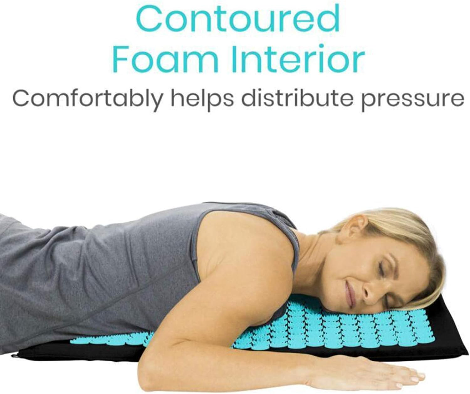 Abbraccia Acupressure Body Mat and Pillow Set, for Neck, Upper and Lower Back Pain Relief at Home - Black image number 3