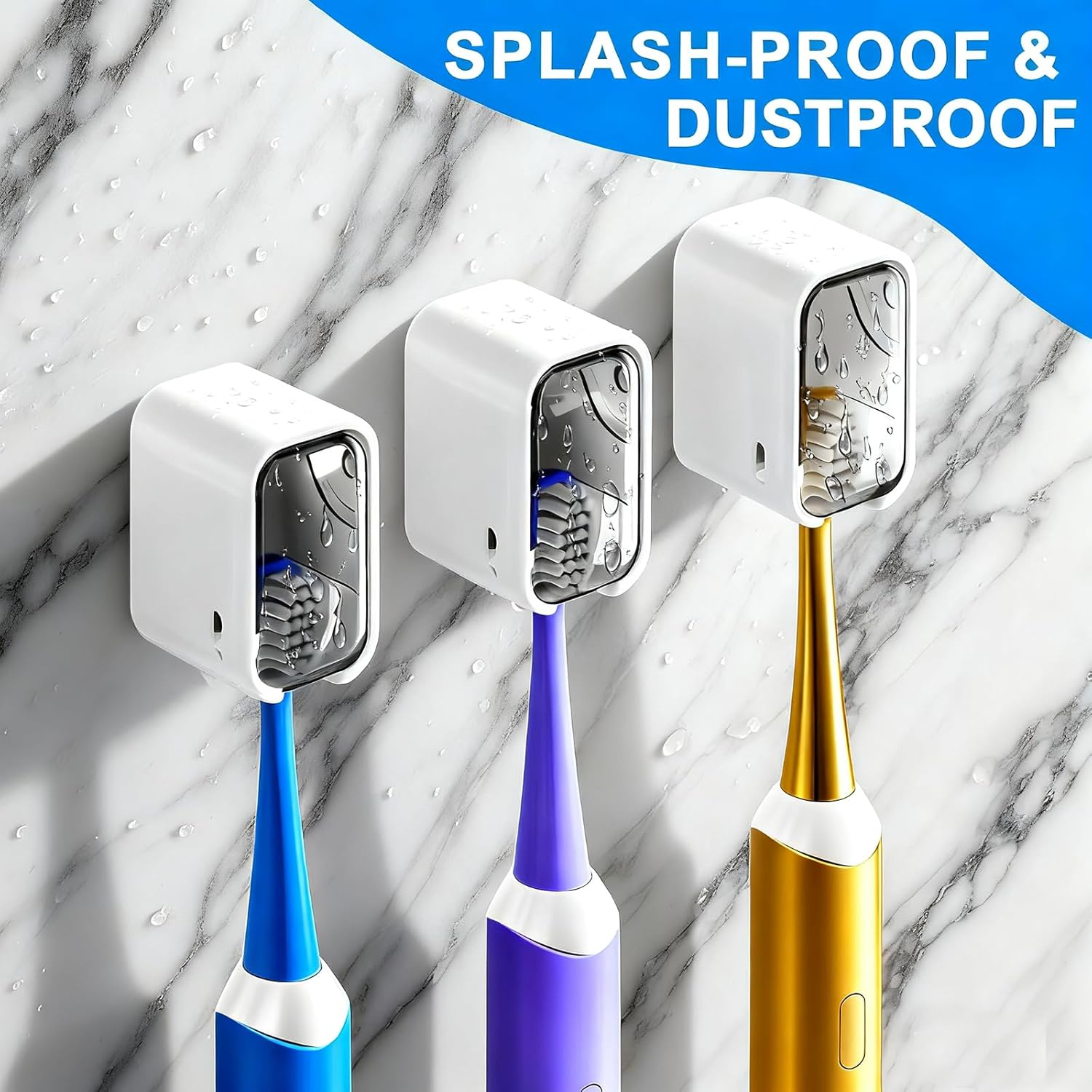 Toothbrush Holders for Bathroom - 3 Pack, Single Slot Space-Saving Design, Wall Mounted with Cover for Shower, Single Tooth Brush Holder Dispenser Storage Organizer for Family & Travel image number 4