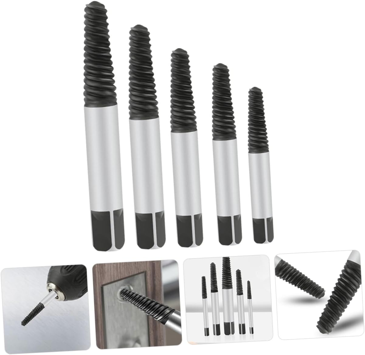 Angoily 5Pcs Broken Bolt Remover and Screw Extractor Set Carbon Steel Stripped Screw Removal Kit for Automotive Plumbing and Heavy-Duty Repair Tools image number 5