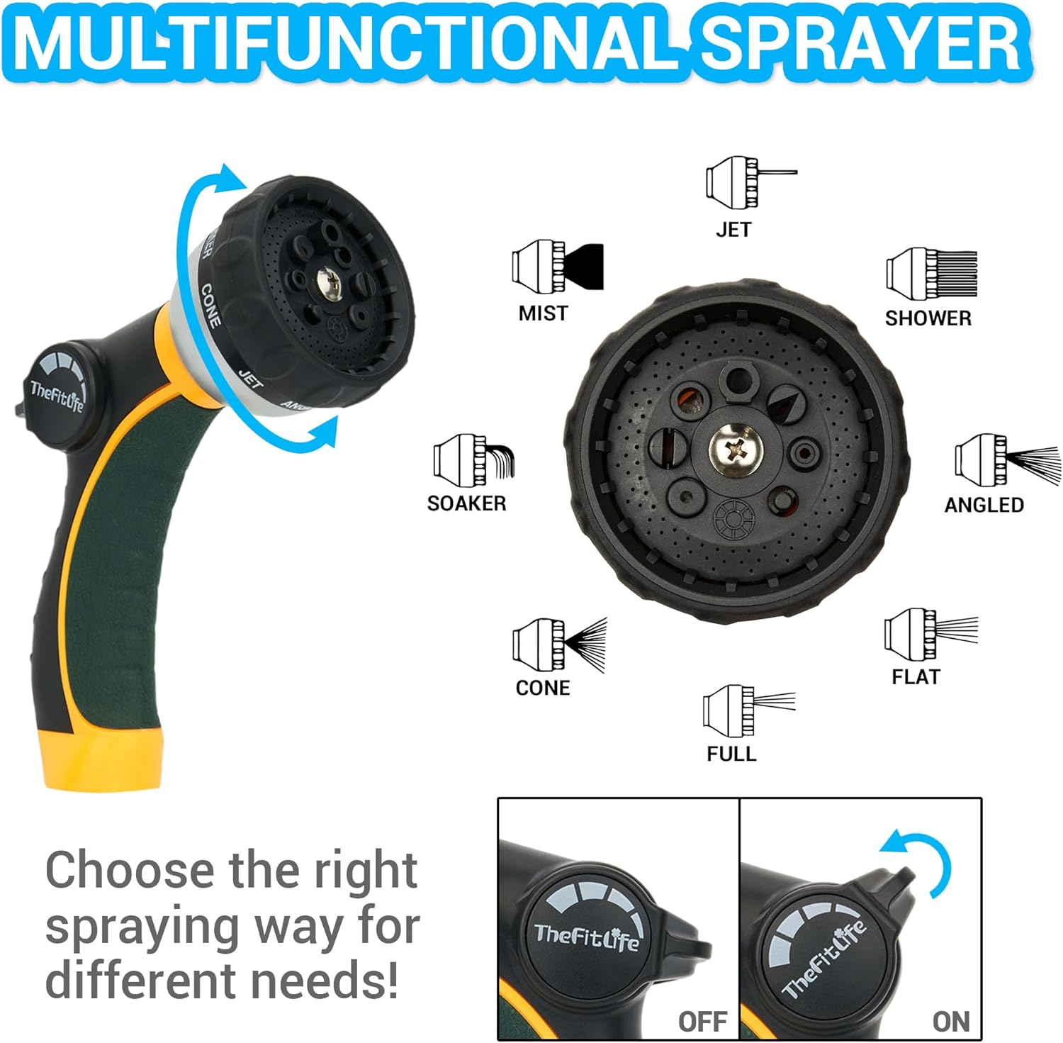 Thefitlife Garden Hose 50Ft - Flexible Water Hose with Nozzle and Metal Fittings, High Pressure X 1/2" Outdoor Hose for Reel Cart, Sprinkler, Easy Storage, Leak Proof image number 6