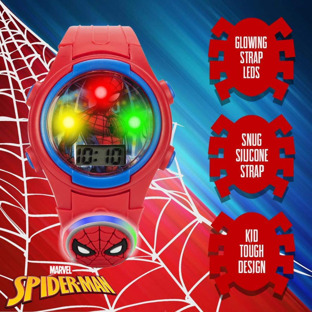 Accutime Kids Marvel Spider-Man Digital Quartz Plastic Watch for Boys & Girls with LCD Display, Red, Digital Quartz image number 4