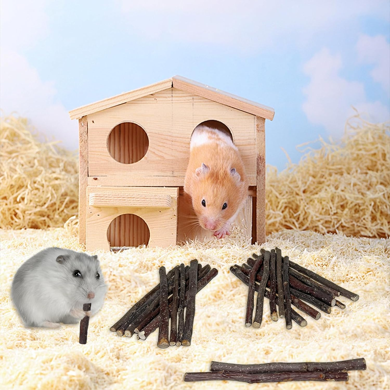 600G Apple Sticks Small Animals Wooden Pet Chew Treats Toys for Guinea Pigs Hamsters Rabbits Chinchillas Squirrels Small Animal Molar Wood Treats Toys image number 3