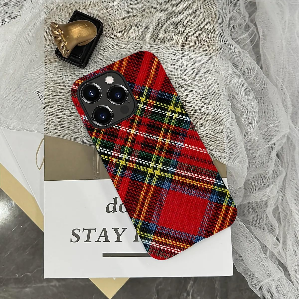 DAIZAG Case Compatible with Iphone 14 Pro Max,Durable Shock Protection Cover for Girl Women,Christmas Tartan Plaid