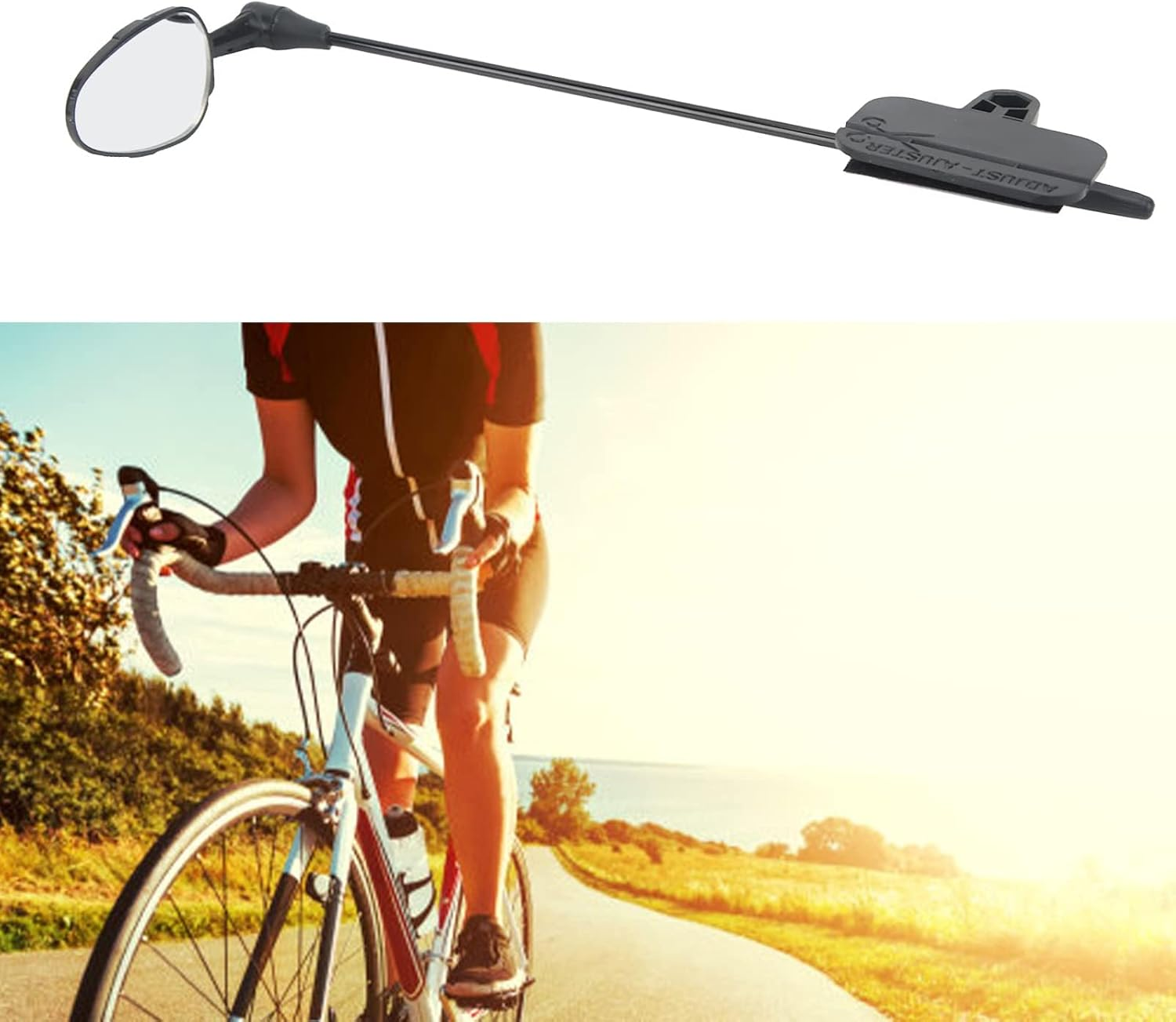 Bike Helmet Mirror, 360&deg; Adjustable Aluminum Alloy Rear View Safety Mirror with Flat Glass & Quick Strap, Cycling Helmet Accessory for Road & Mountain Biking image number 4