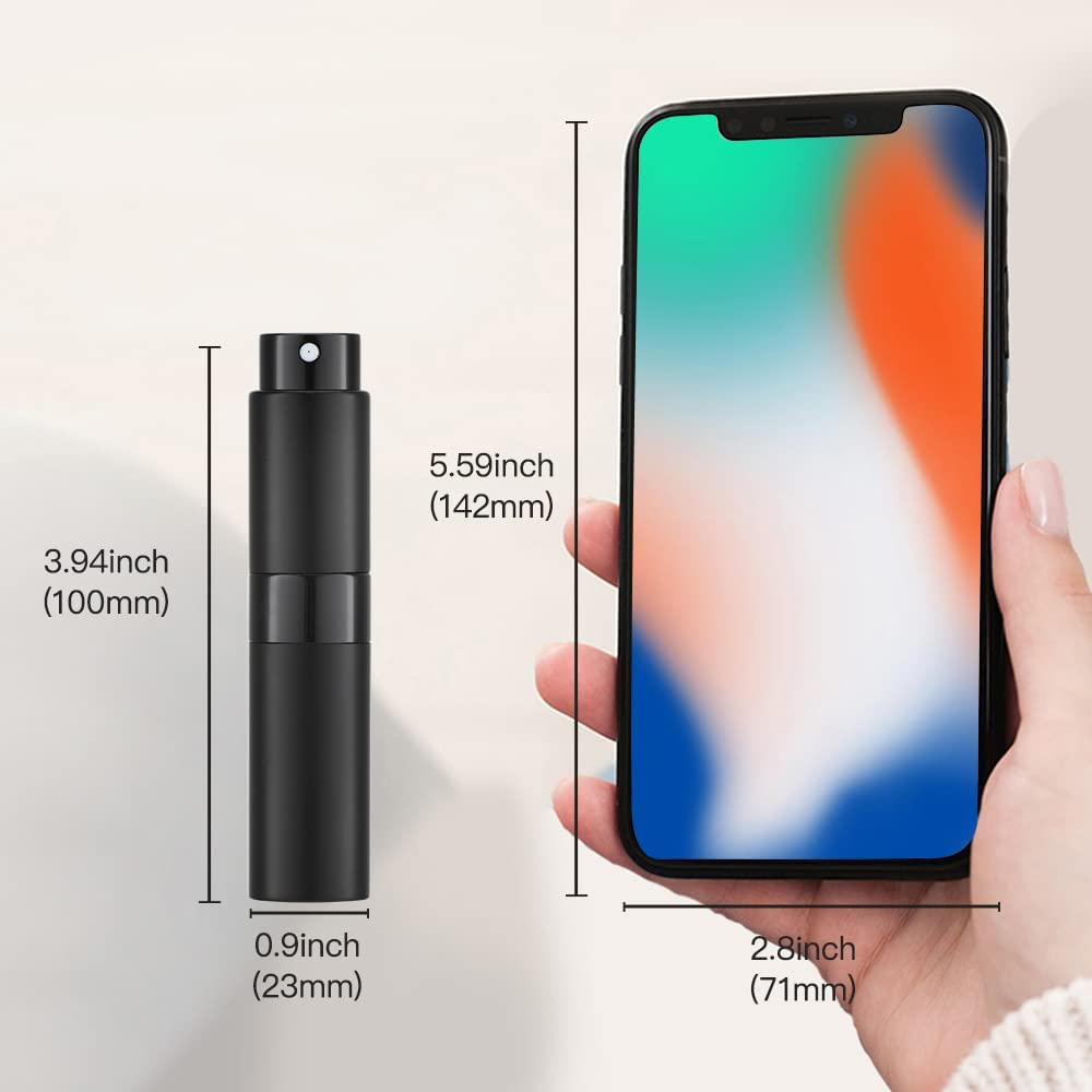 Travel Perfume Atomizer Spray Bottle (8Ml) Set - Twisting Concealed Mouth Design | Refillable Empty Bottle for Perfume and Aftershave Travel & Handbag (Perfume Atomizer-Matte Black) - Brown image number 5