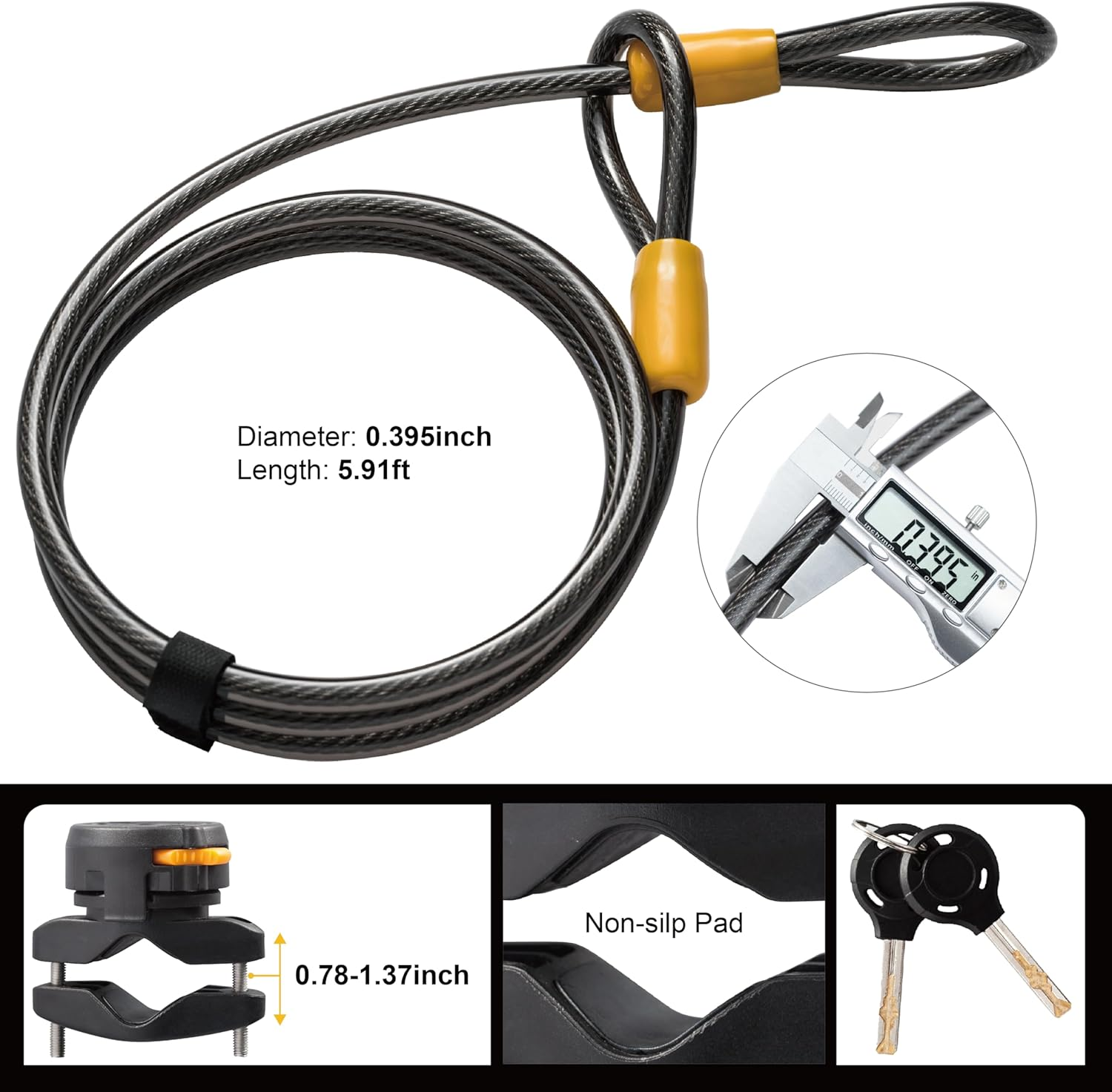 Bike U-Lock and Cable Combo 190X14Mm Ulock 1800X10Mm Cable via Velo Brand image number 1