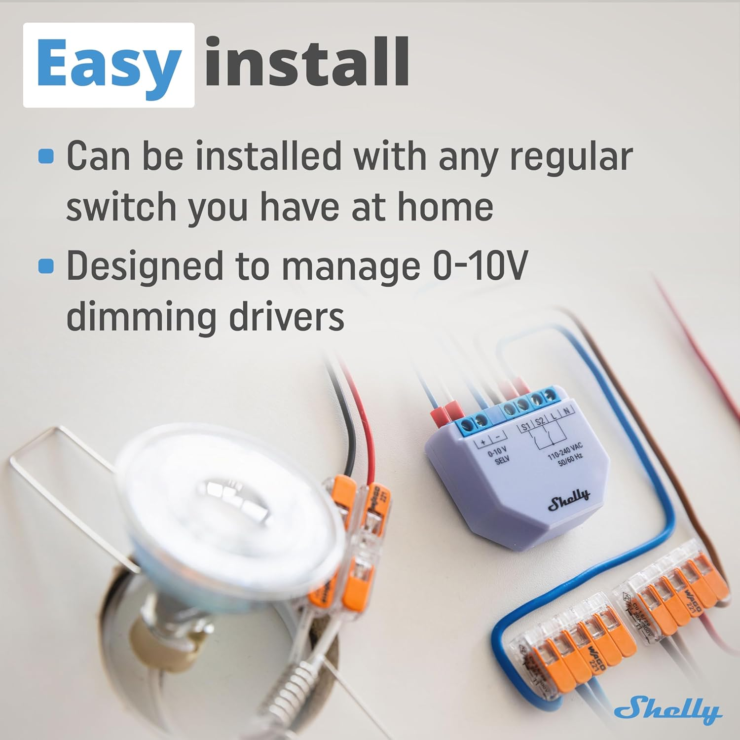 Shelly plus 0-10V Dimmer Wi-Fi & Bluetooth Smart Dimmer Switch Controller Light Control Ios Android App No Hub Required Compatible with Alexa and Google Home Smart Scenes image number 3