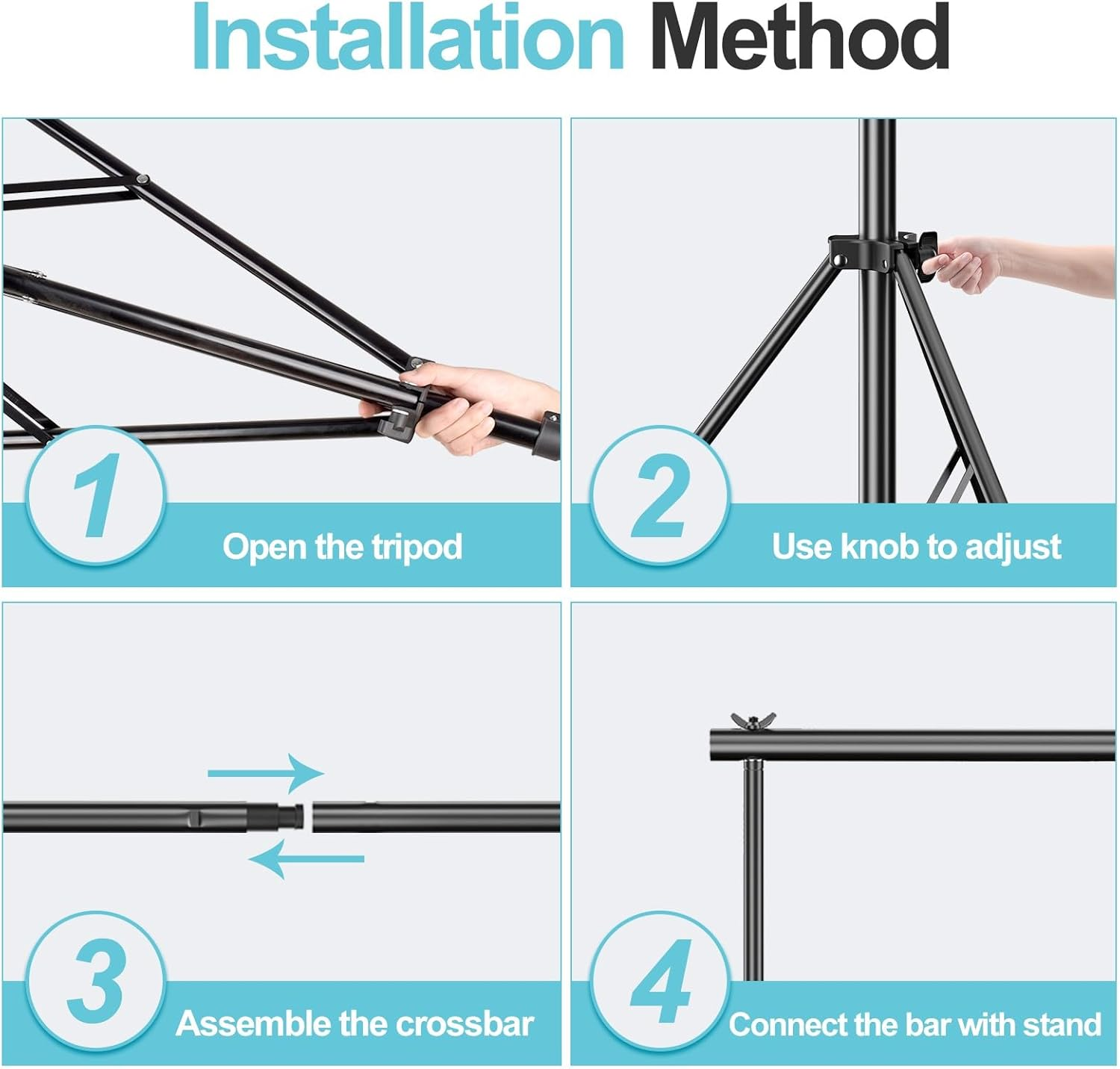 EMART Photo Video Studio Backdrop Stand, 9X10Ft (2.8X3M) Heavy Duty Adjustable Photography Muslin Background Support System Kit image number 6