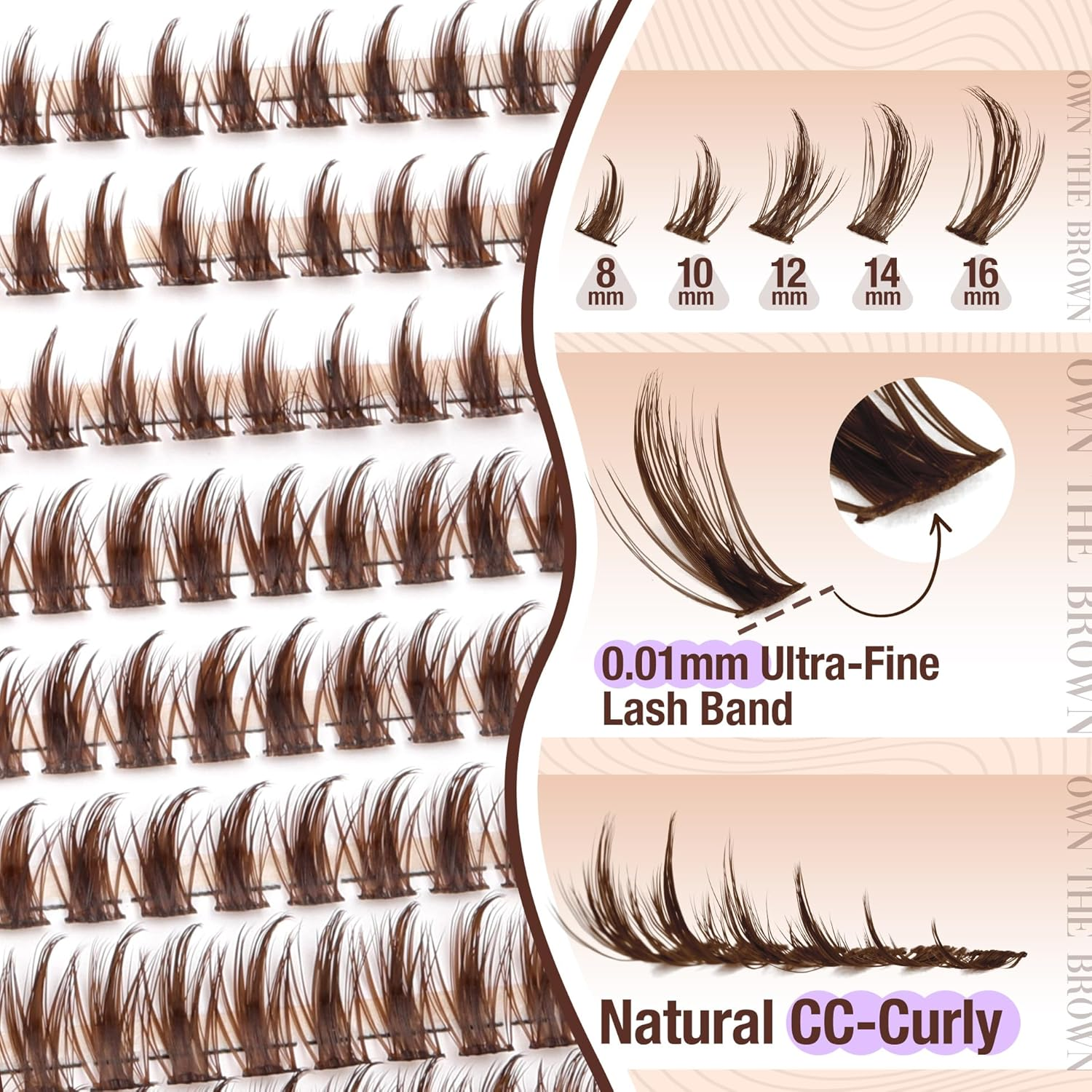 Brown Lash Clusters Wispy Eyelash Clusters Spiky Cluster Lashes Anime Individual Lash Extensions Manga Lashes Clusters 8-16MM Dark Brown Cluster Eyelash Extensions by Mavphnee image number 5