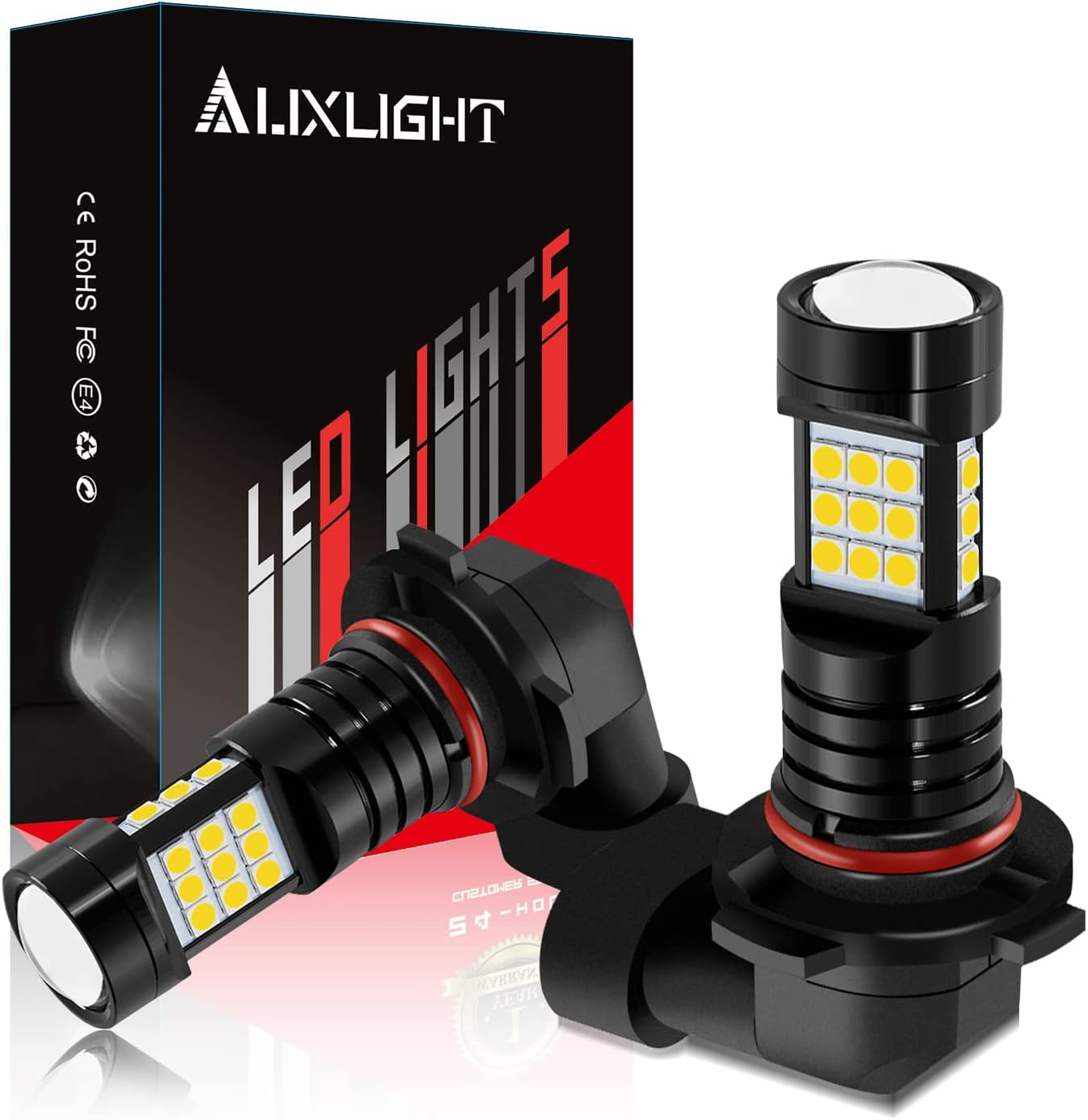 AUXLIGHT H1 LED Fog Light DRL Bulbs, 3000 Lumens Extremely Bright Bulbs Replacement for Cars, Trucks, 6000K Xenon White