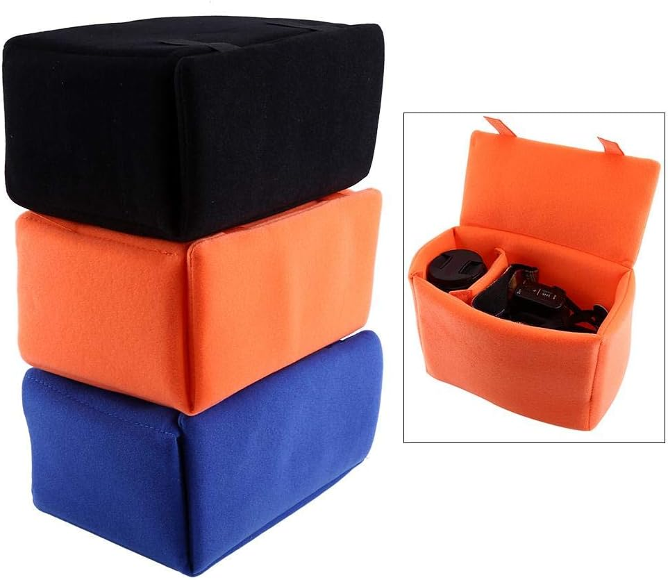 Bewinner Portable Camera Insert Bag, Orange, Velvet Liner, SLR DSLR Camera Case - Black image number 5