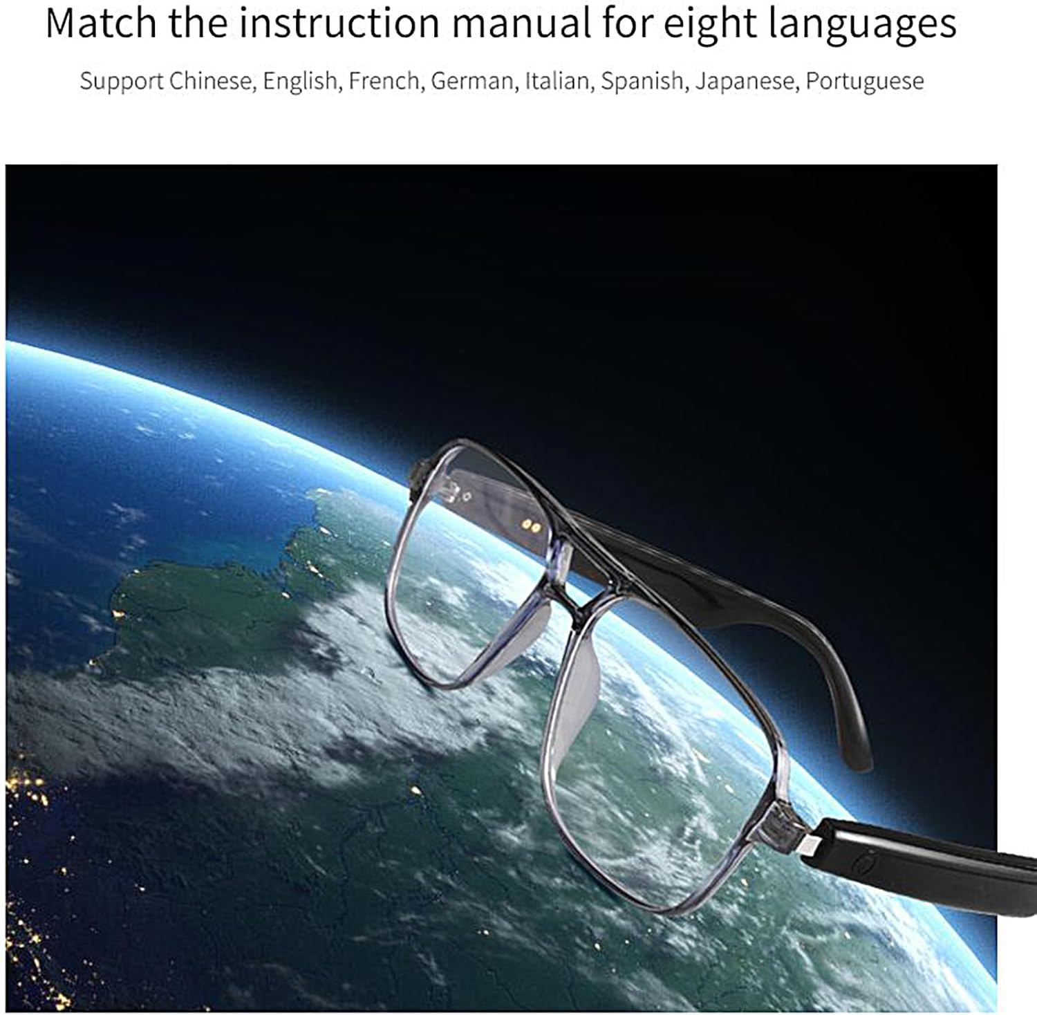 Rukjmqi Smart Glasses | Smart Glasses with Ai | Wireless Intelligent Eyewear for Men and Women Language Support image number 4