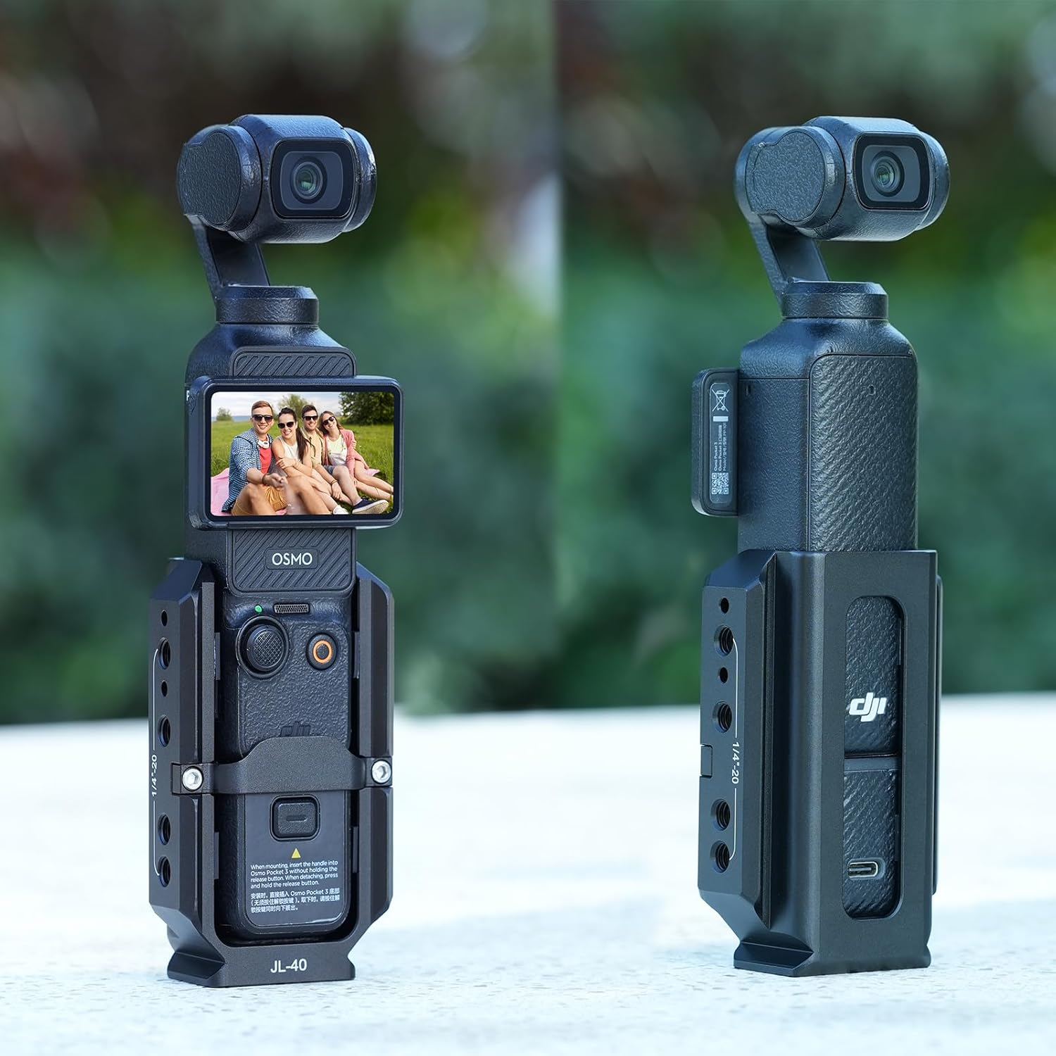 FOTGA Camera Cage Accessories Mount Extension for DJI Osmo Pocket 3 Vlogging Camera Extension Adapter, Protective Cage with Side NATO Rail / 1/4-20 Holes Recording Points/Arca Swiss Base