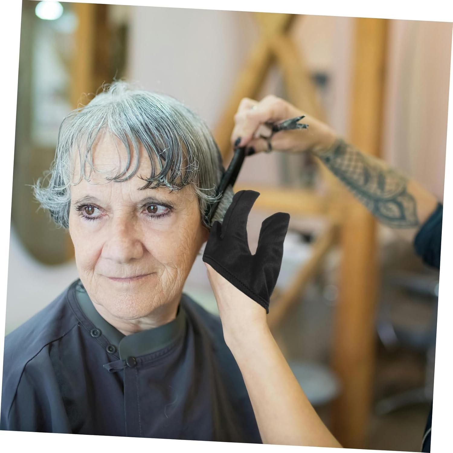 VALICLUD Heat-Resistant Gloves for Hair Styling Professional Curling Elegant Black Design for Salon Use and Stylish Suitable for Curling Wands and Straighteners image number 6