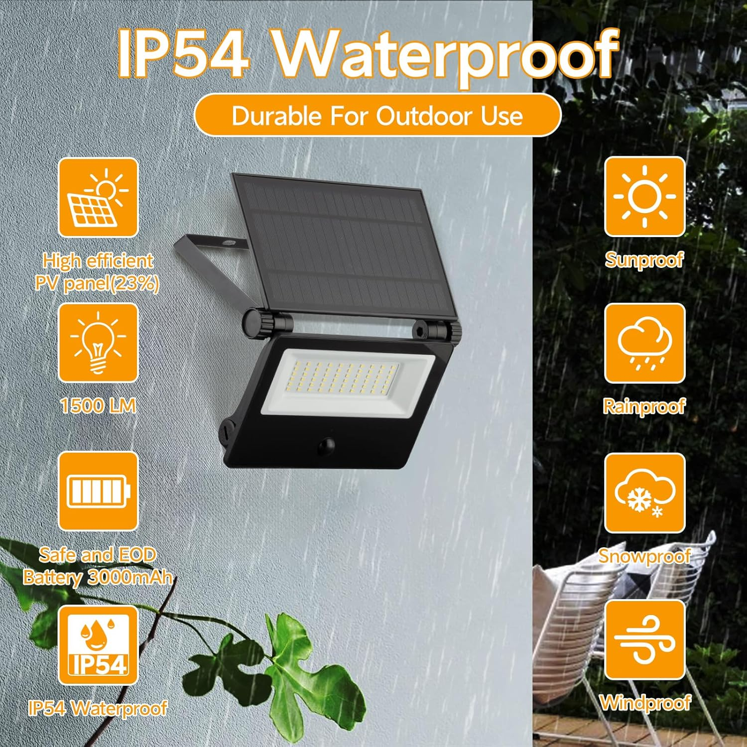 Zarek Solar Outdoor Light 1500 Lumens,6000K Daylight,Motion Sensor Light Outdoor,Ip54 Waterproof LED Security Light Bright Solar Wireless Wall Lighting, Adjustable Wide Angle image number 1