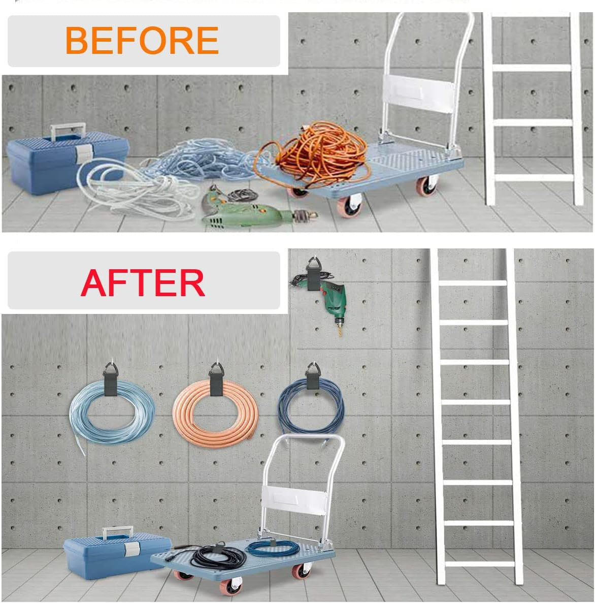 YQQZQ Cable Straps,6Pcs Large Extension Cord Holder for Cables,Hoses and Ropes,Heavy Storage Tape for Outdoor Travel,Climbing and Garage (1.5 in Width,16 in Length) image number 1