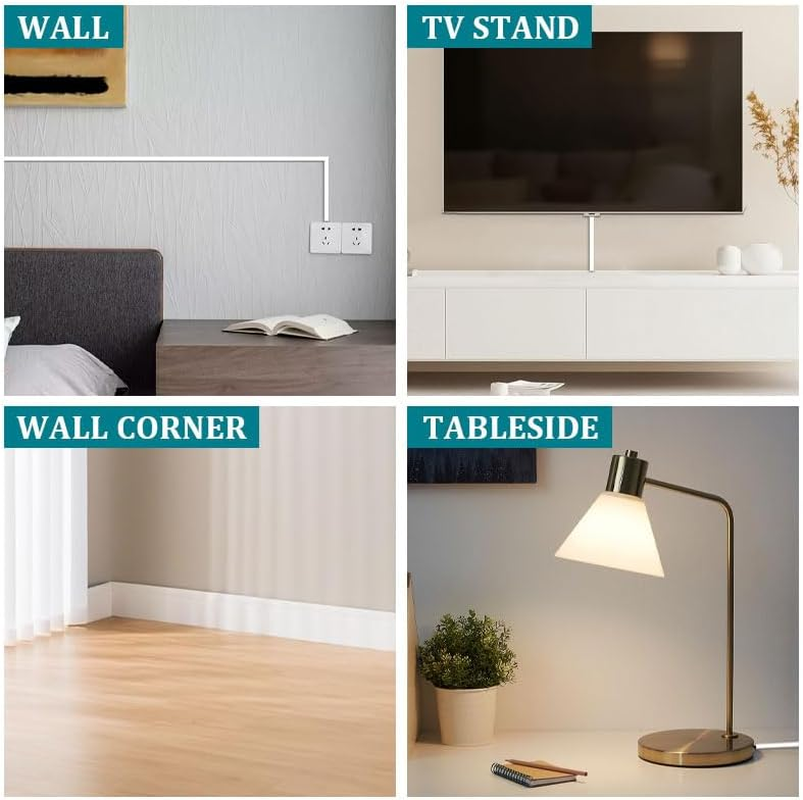 1M White Silicone Cable Trunking - Soft Cable Raceway Cover for Wall & Desk, Cord Hider Organiser for Tv/Home/Office, Wire Management System for Extension Cords & Electronics image number 2