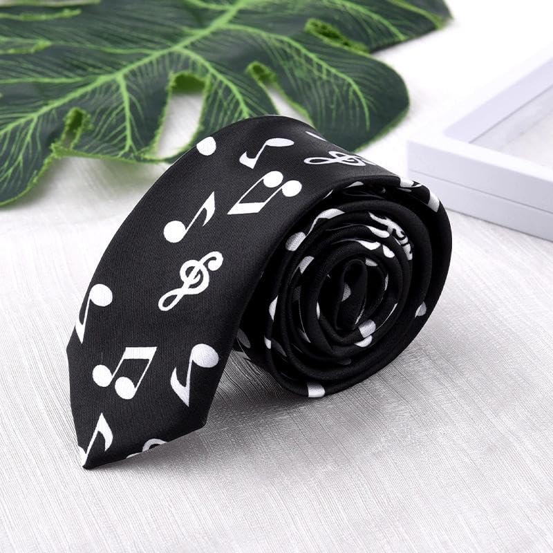 Mens Necktie Music Note Tie Novelty Bussiness Neckties Wedding Ties Fathers Day Birthday Gifts for Husband Father Musician Music Lovers Gift image number 2