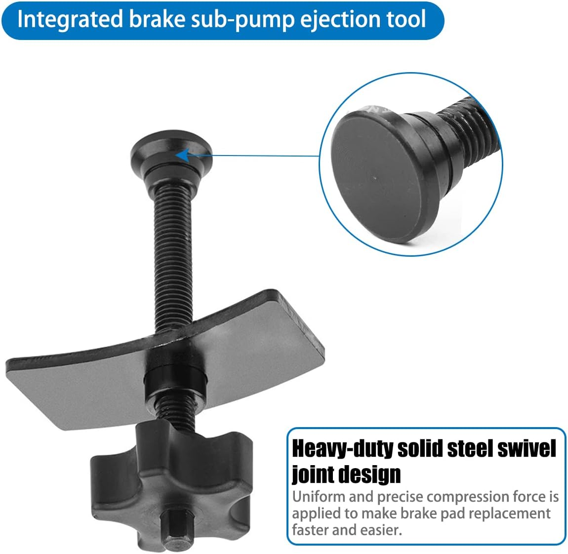 AUCELI Disc Brake Pad Spreader, Swivel Disc Brake Pad Separator Tool with Comfort Tightening Knob, Carbon Steel Piston Brake Caliper Compression Tool for Precise Even Compression, Car Accessories image number 5