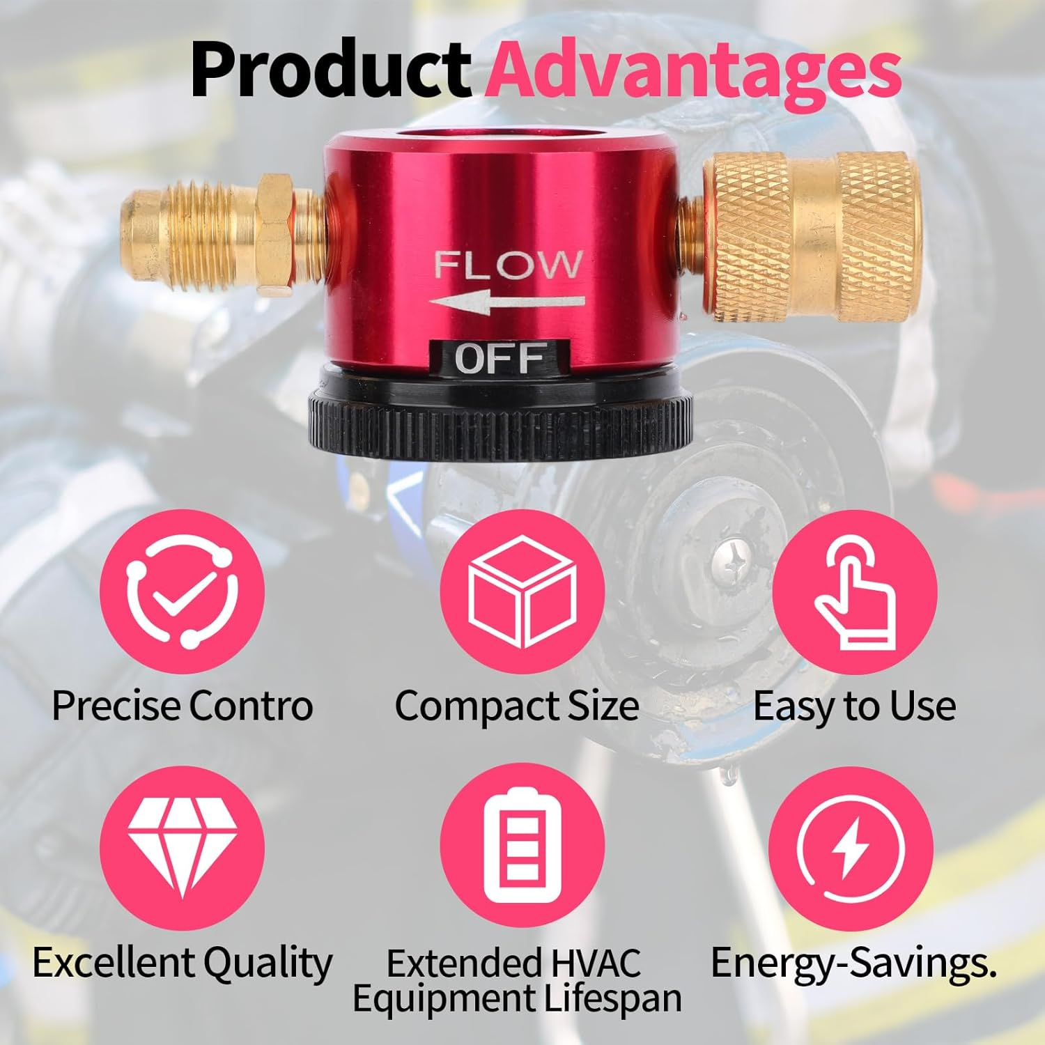 Brass Nitrogen Purge Tool for HVAC, 3-Mode Nitrogen Braze Flow Regulator Adapter with 1/4" Flare Connection, Essential HVAC Brazing and Maintenance Equipment image number 1