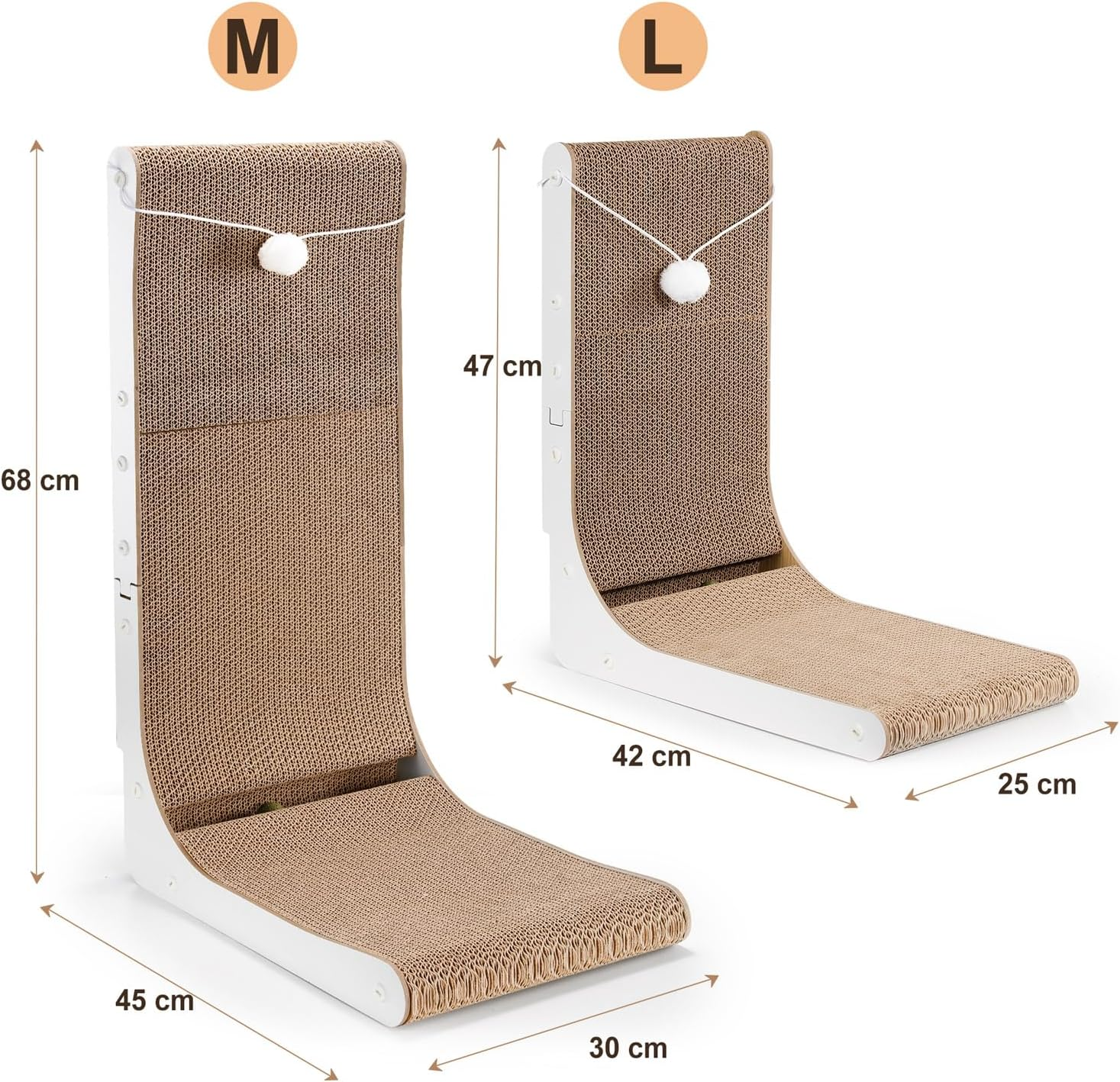 Gimars Vertical Cat Scratcher, L-Shape 26.8'' Cat Scratching Cardboard with Balls, Large Size Cat Scratch Pad Wall Mounted, Cat Toys for Protecting Furniture