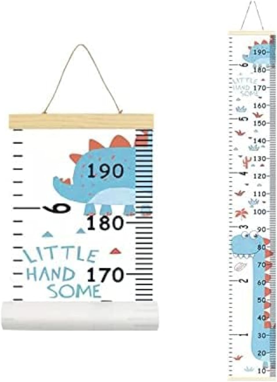 Minomia Kids Growth Chart, Wood Frame Fabric Canvas Height Measurement Ruler from Baby to Adult for Child'S Room Decoration 7.9 X 79In (7.9 X 79In, Pink & Grey)