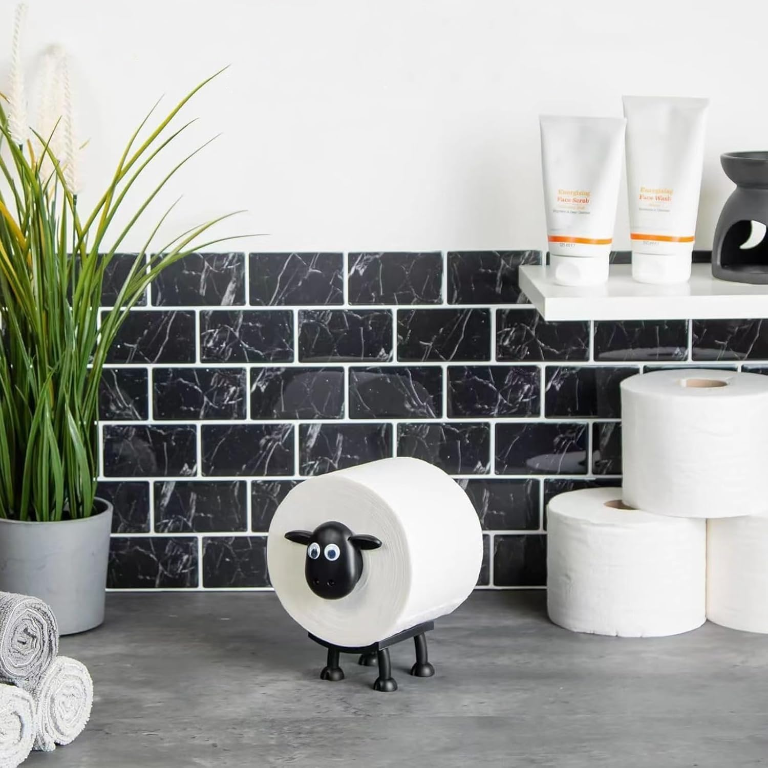 Decorative Sheep Toilet Roll Holder, Set of 3, Black and White image number 5