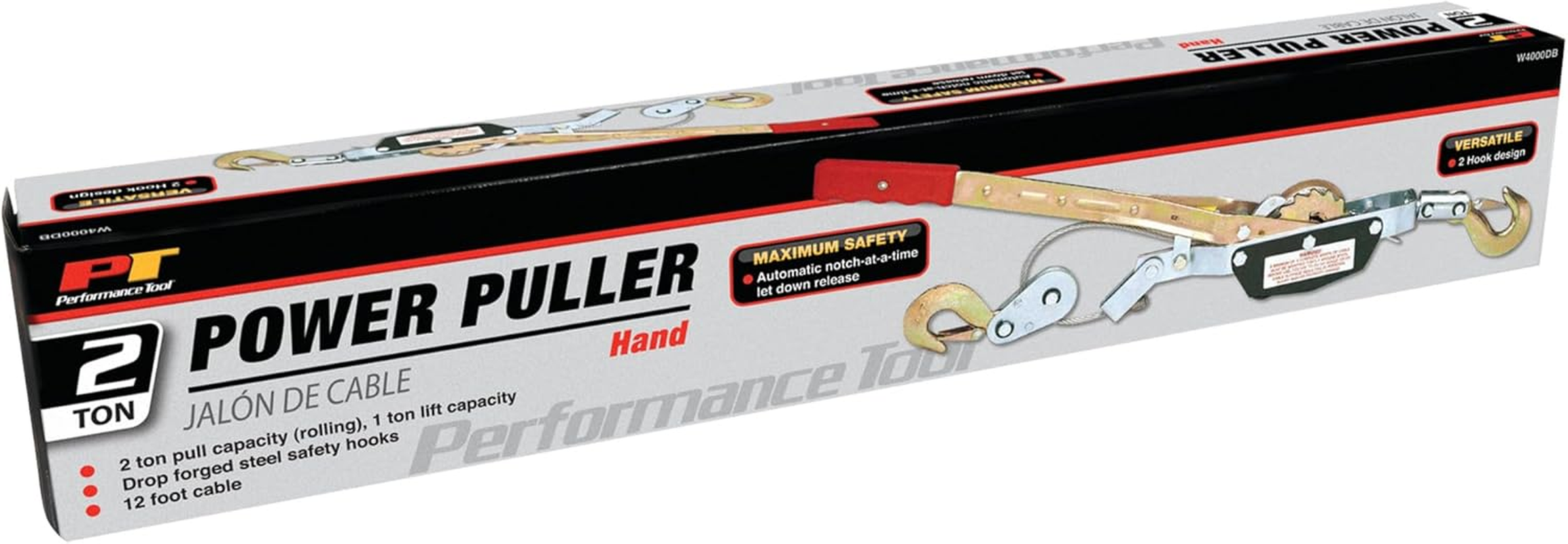 Performance Tool W4000DB Power Puller - 2 Ton Capacity Winch, 12' Aircraft Cable & Automatic Notch for Time Releases image number 2