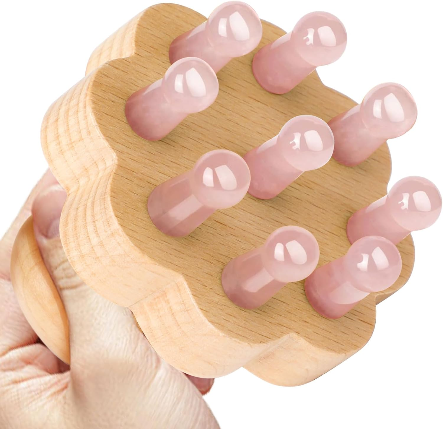 Scalp Massager,Head Scalp Comb,Rose Quartz Tooth-Wooden Comb for Head Stress Relax Massage Tool for Hair Growth Relieve Headaches image number 4