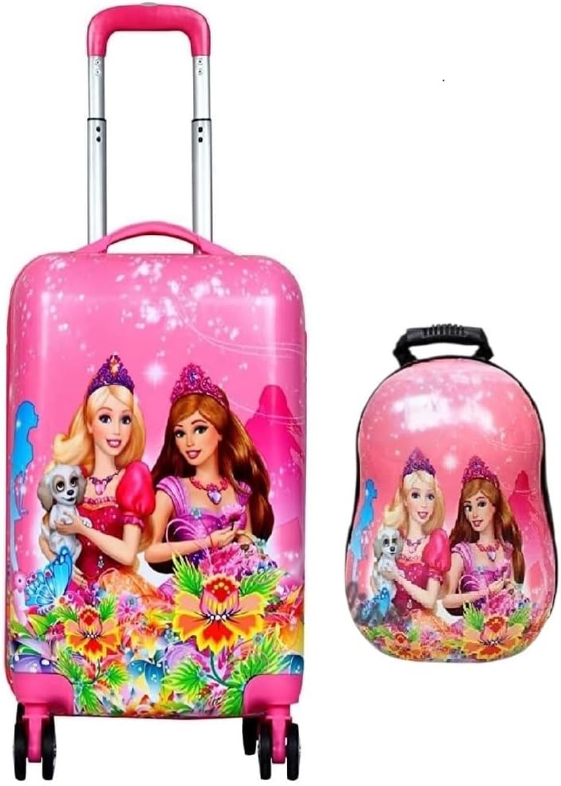 D'S PARADISE Kid'S 16 Inches Hardcase Trolley & 13 Inches Backpack Cute Girl'S Boy'S Cartoon Print Travel Suitcase Bag Combo Luggage for Girl'S and Boy'S, Blue, M, Luggage image number 2