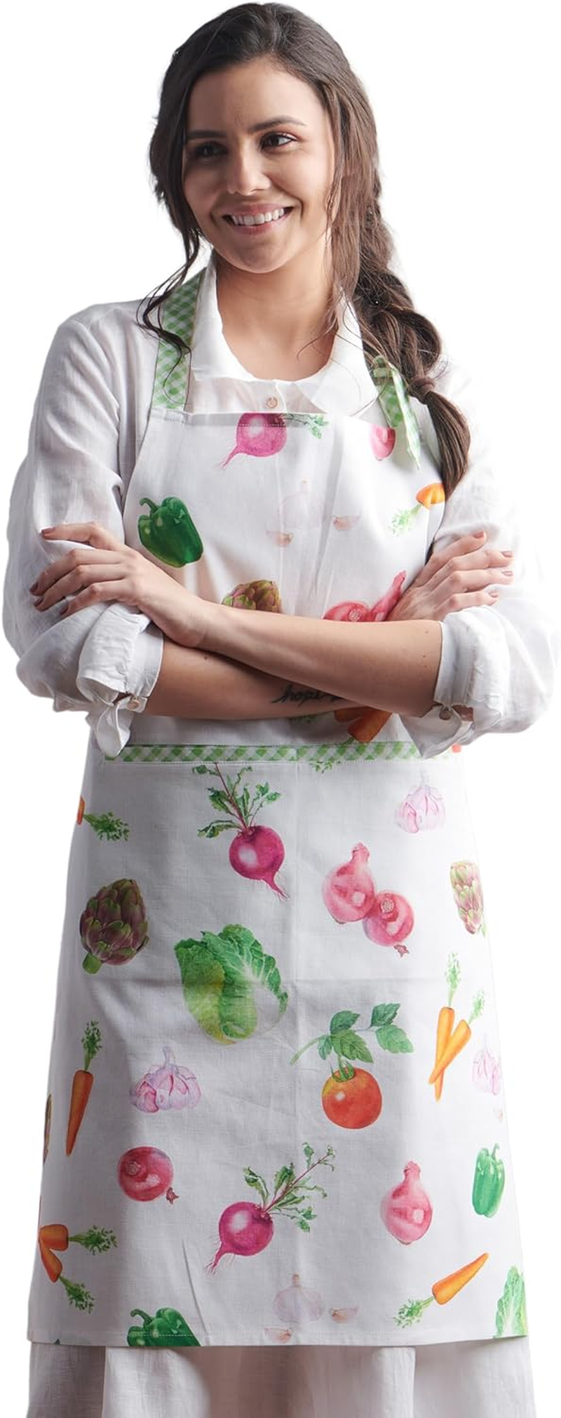 Maison D'Hermine 100% Cotton Apron for Women with Pocket Kitchen Chef Apron for Men Cooking Gardening Server Waitress Maid