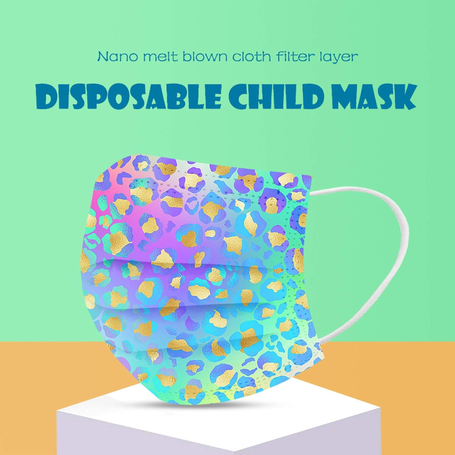 50PCS Adult Disposable Face_Mask,3 Ply Breathable Tie-Dye Gradient Design Facemask for Women Holiday Party Gift image number 5