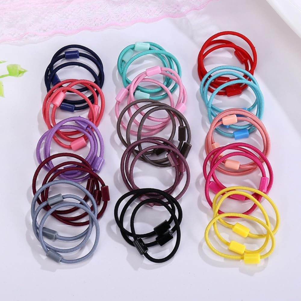 Pack of 50 Small Hair Bobbles, Colourful Elastic Hair Bands, 3.5 Cm Mini Hair Ties, Multicoloured Soft Hair Rings, Hair Accessories, Hair Accessories for Ponytail, Thin Braids, Dreads Braids, Light image number 2
