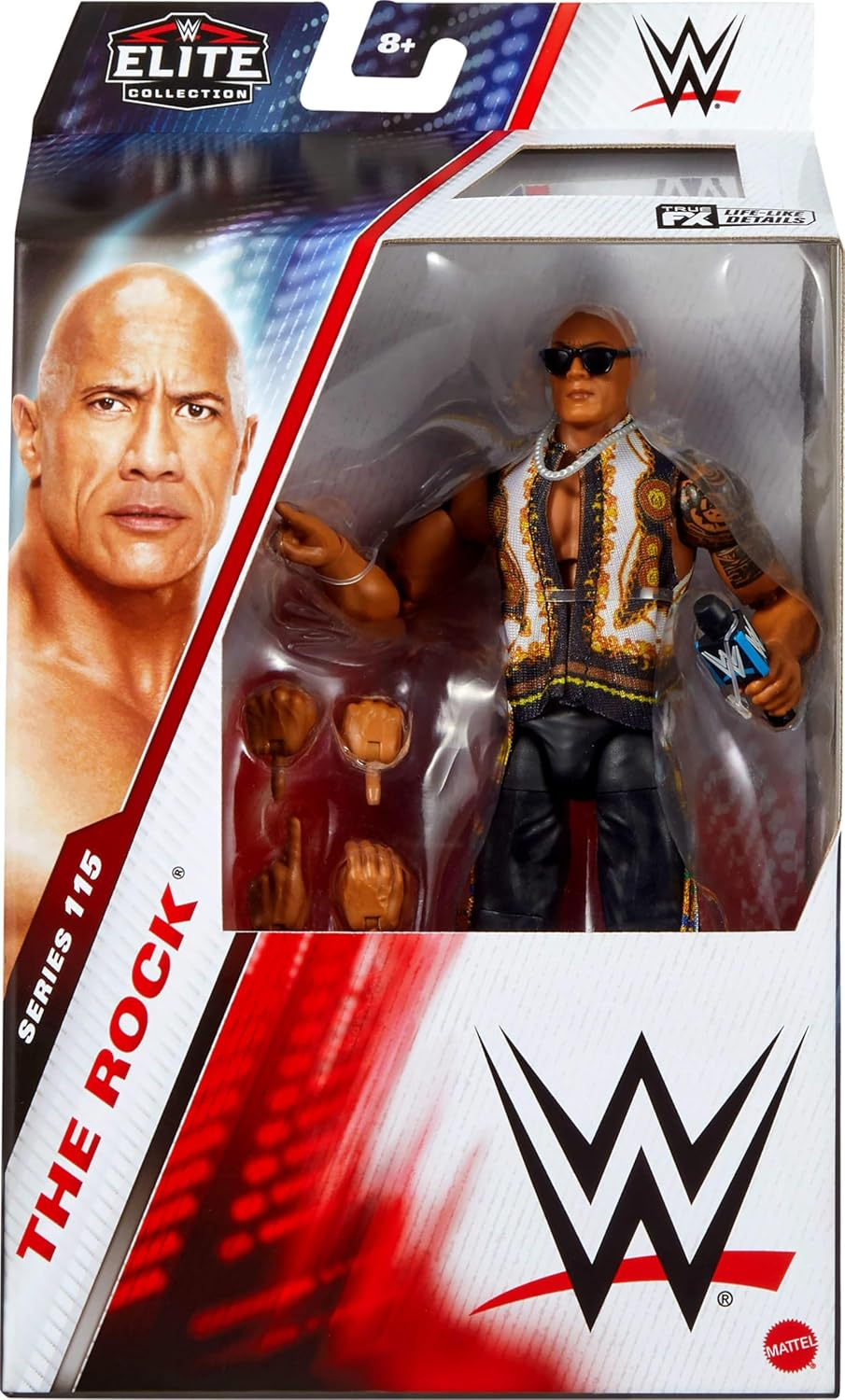 Mattel WWE Elite Action Figure & Accessories, Series #115 6-Inch Collectible the Rock with 25 Articulation Points & Swappable Hands image number 1