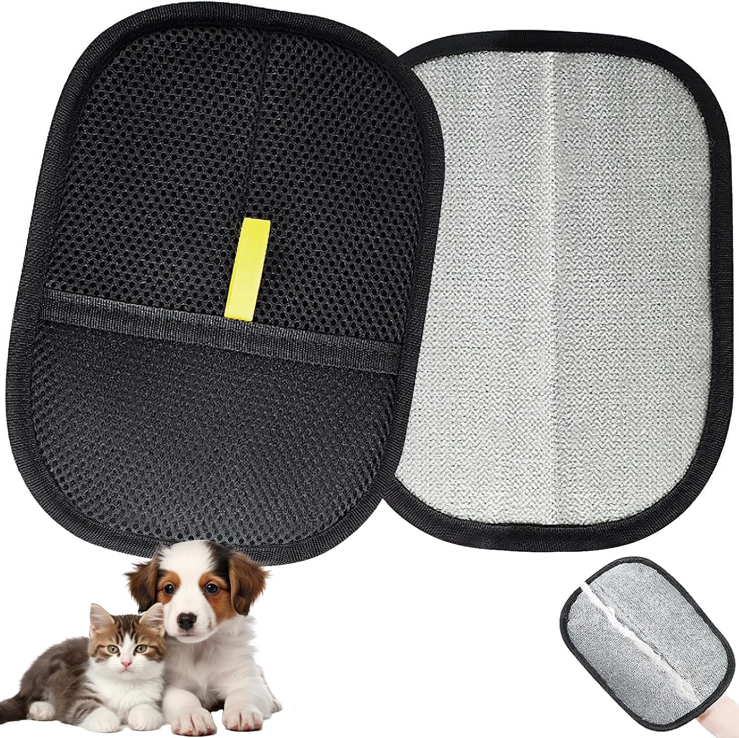 Pet Hair Remover Glove, Double Sided Pet Grooming Gloves, Electrostatic Removal Gloves for Pet Hair, Reusable Dogs Cats Hair Gloves for Furniture Bed Sheets Couch Clothes Carpet Car Seat (1PCS)