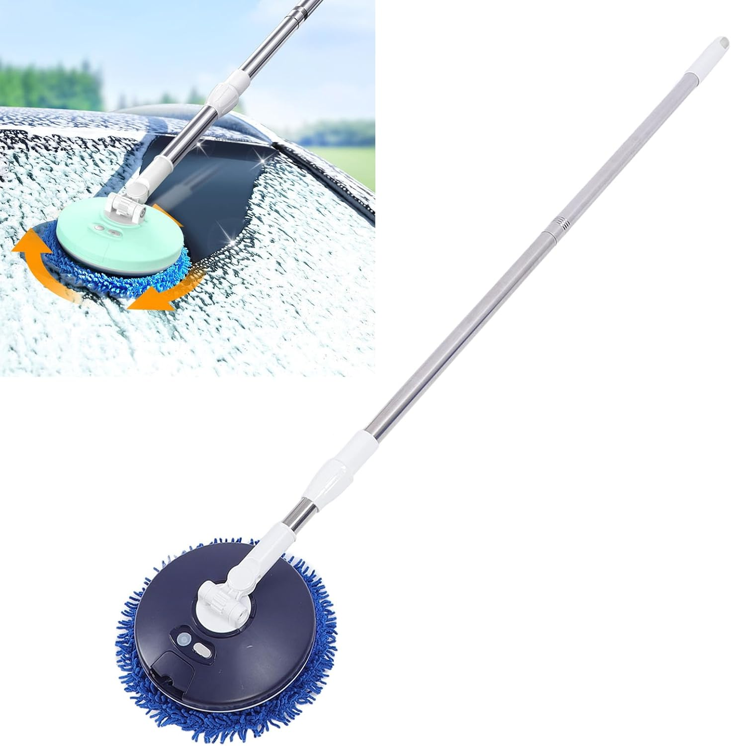 Electric Spin Scrubber, Cordless Cleaning Brush Scrubber with Adjustable Telescopic, Suitable for Bathtub Glass Car (Purplish Blue) (Green)