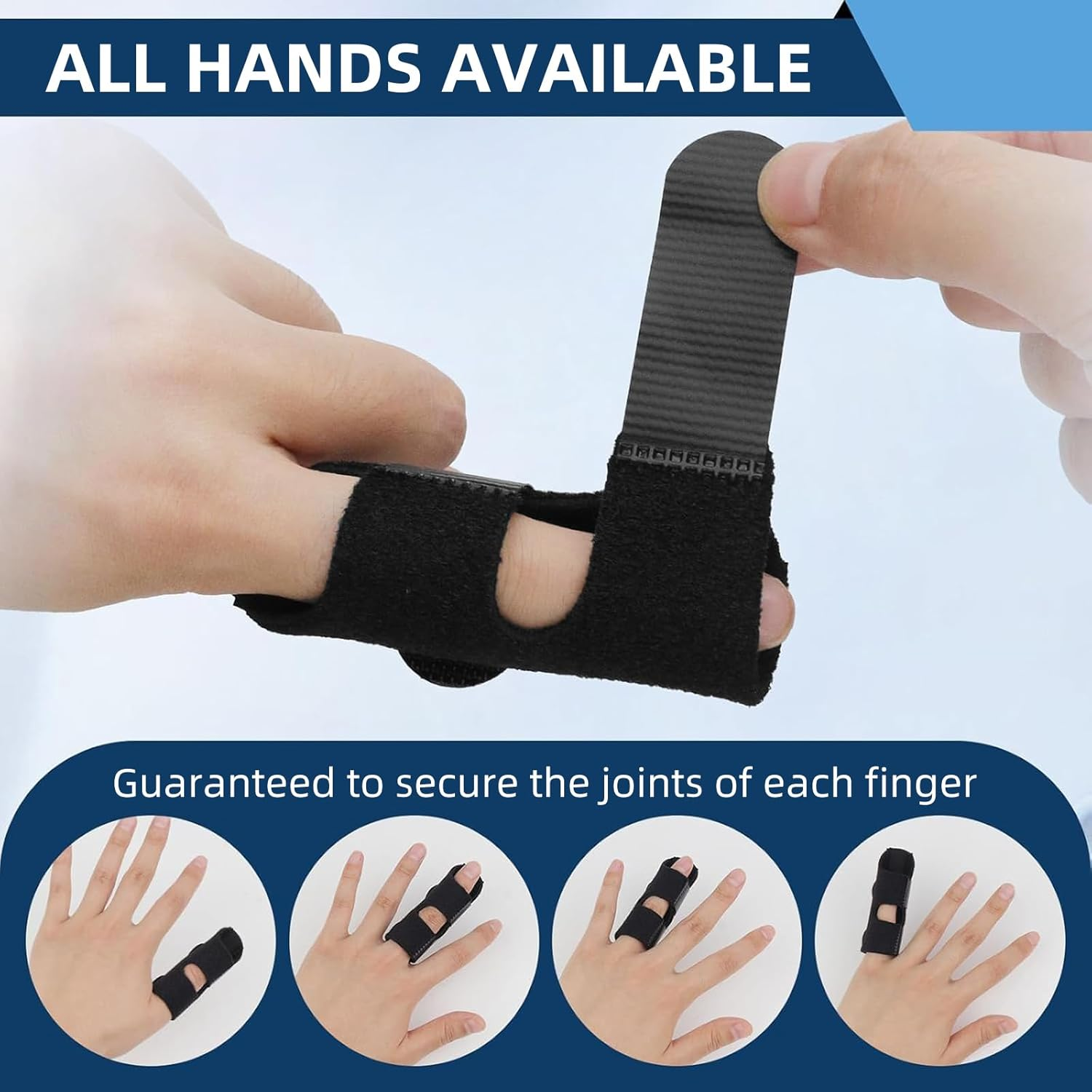 Xlihdzum 5Pcs Finger Splints, Finger Straightening Brace - Professional Thumb Brace for Arthritis Support, Adjustable Trigger Finger Splint for Broken/Strained Fingers (Black) image number 5