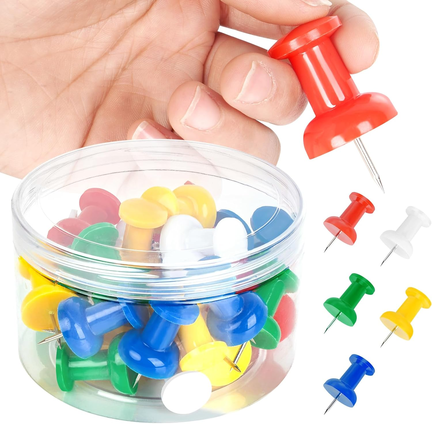 DANRONG 30 PCS Jumbo Push Pins for Bulletin Board, Large Thumb Tacks for Wall, 1.81 Inch, Giant Clear Thumbtacks, Pin Tacks for Cork Board Hanging Maps Photos Posters Calendar, Office School Supplies