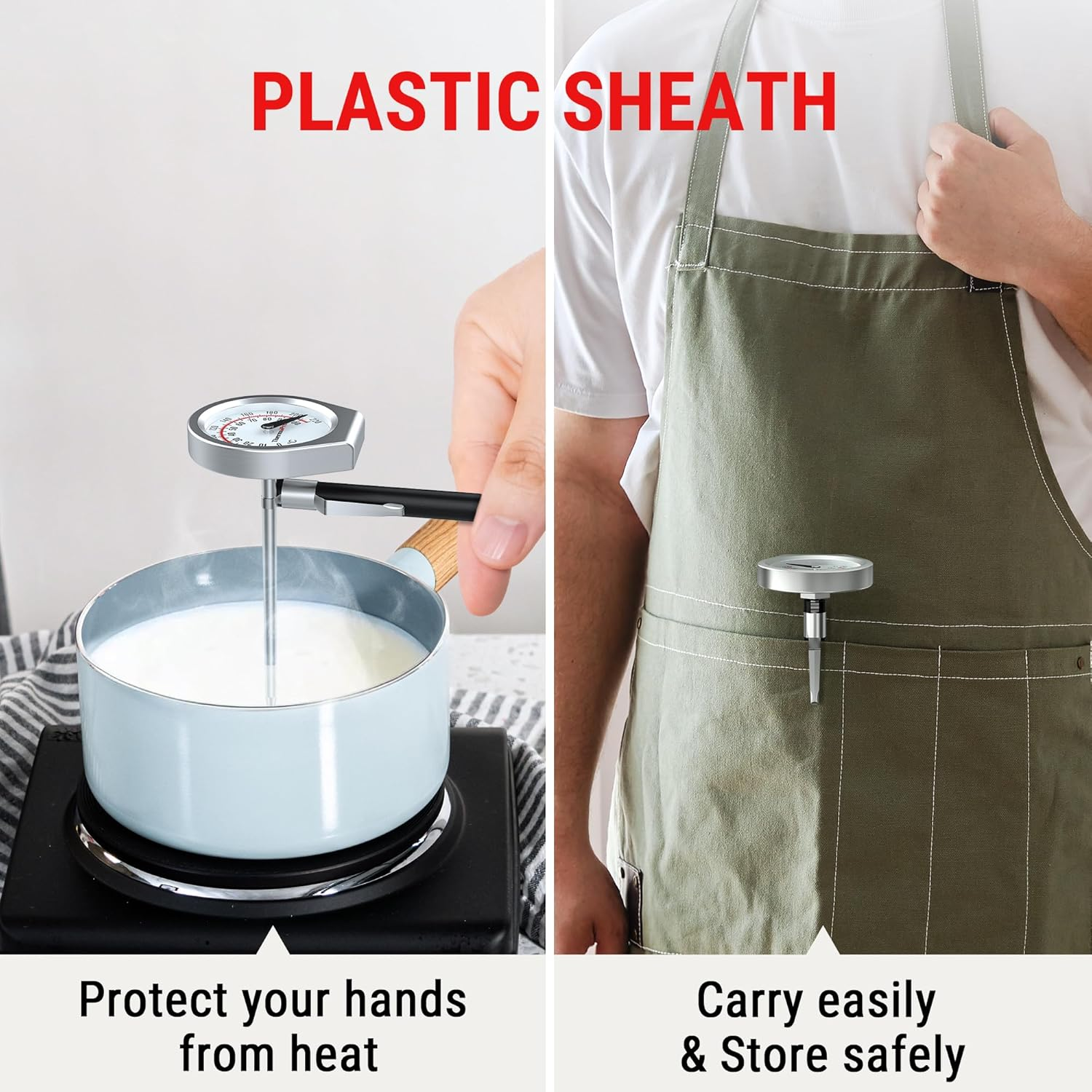 Thermopro Instand-Read Meat Thermometer with 5" (127Mm) Stainless Steel Probe, Dual Celsius/Fahrenheit Dial Display, Glass Lens & Protective Sheath for Meat, Coffee, Latte, and Kitchen Use image number 1